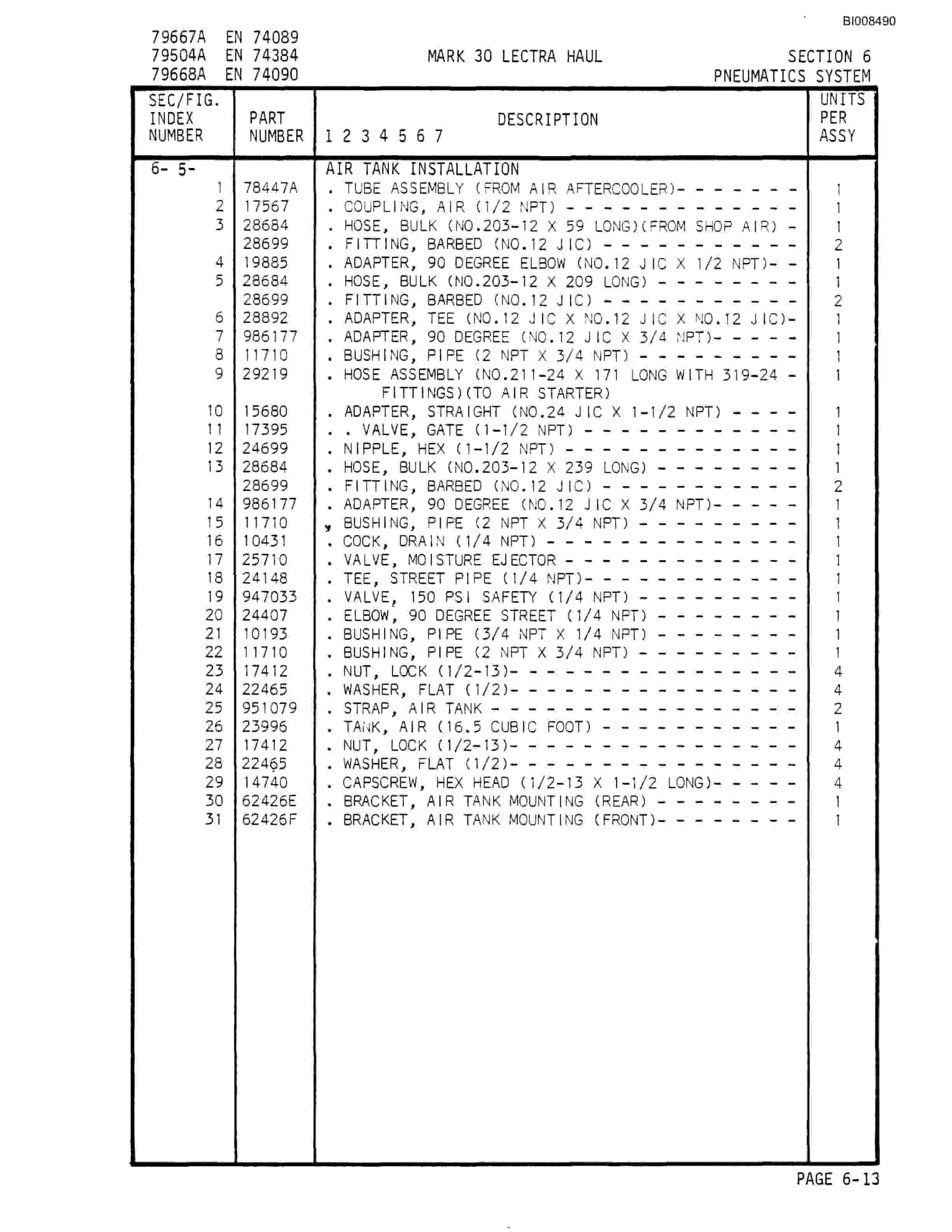 Bucyrus Mark 30 Illustrated Parts Catalog BI008490-3