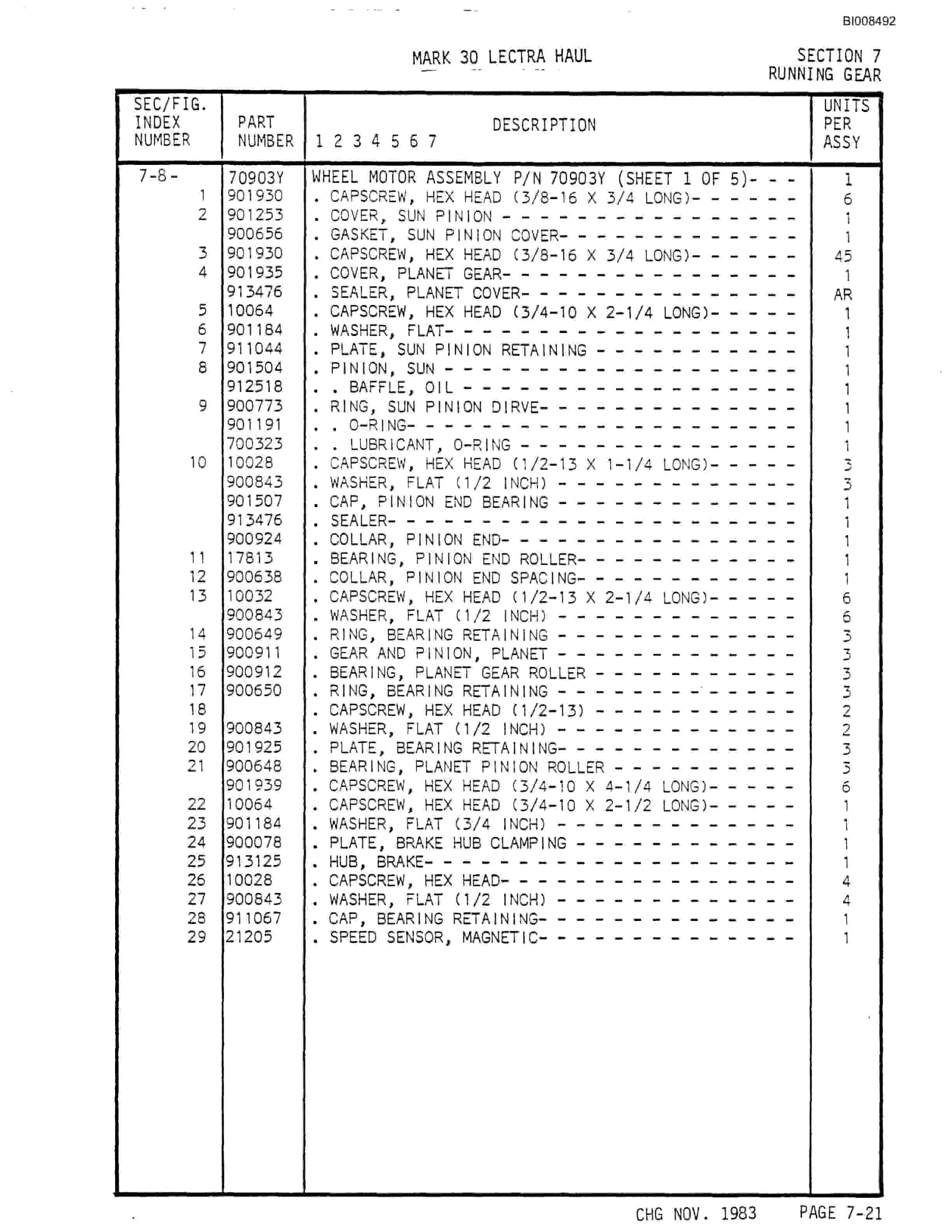 Bucyrus Mark 30 Illustrated Parts Catalog BI008492-5