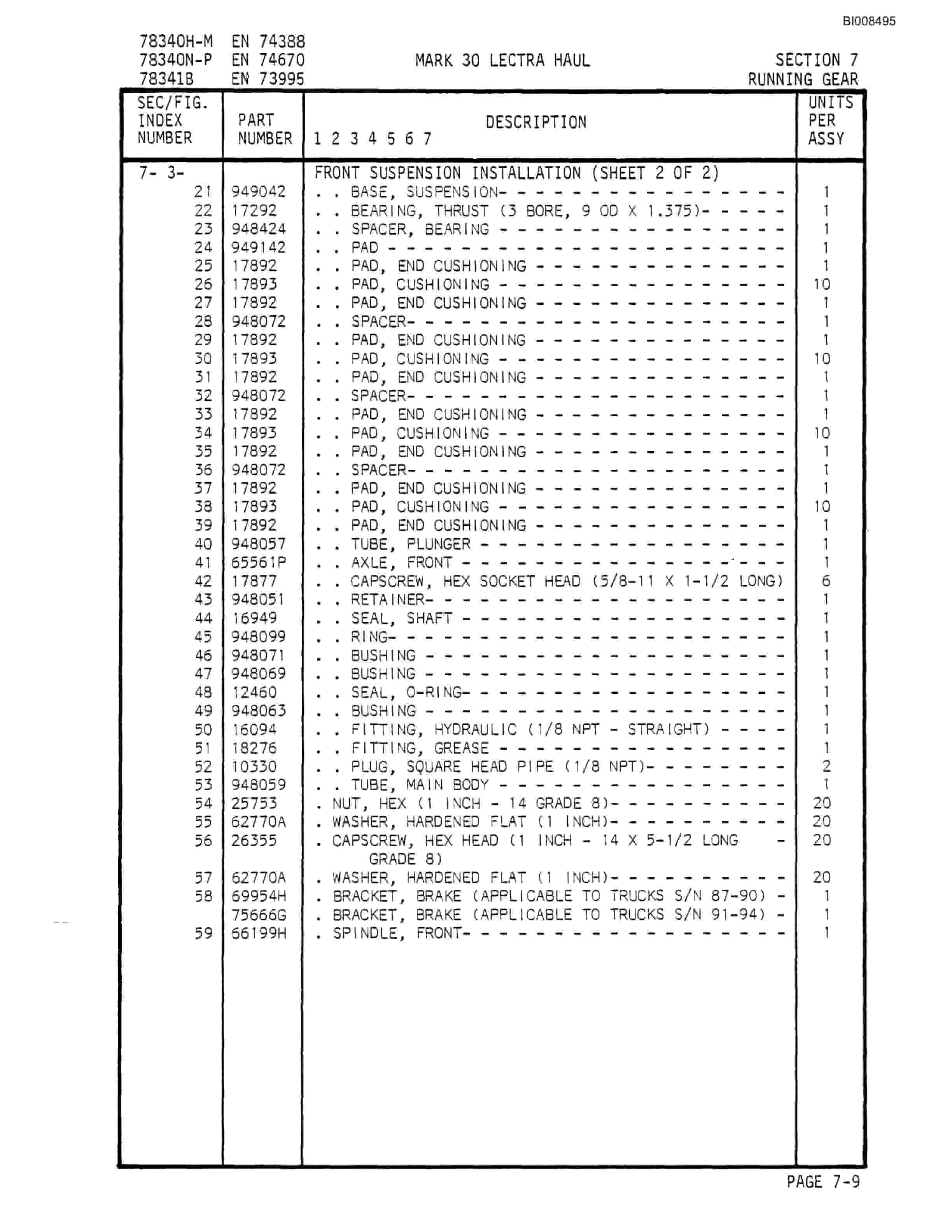 Bucyrus Mark 30 Illustrated Parts Catalog BI008495-4