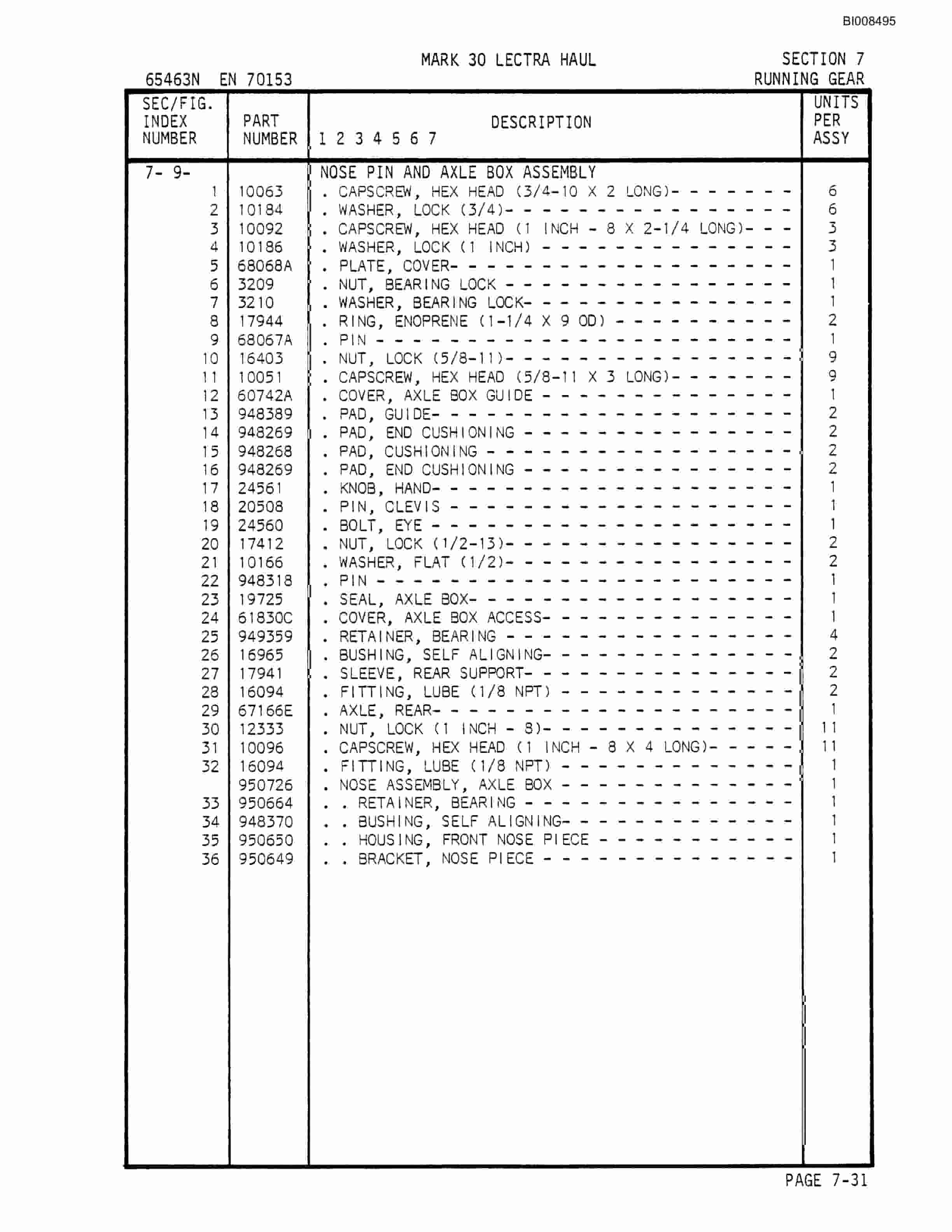 Bucyrus Mark 30 Illustrated Parts Catalog BI008495-5