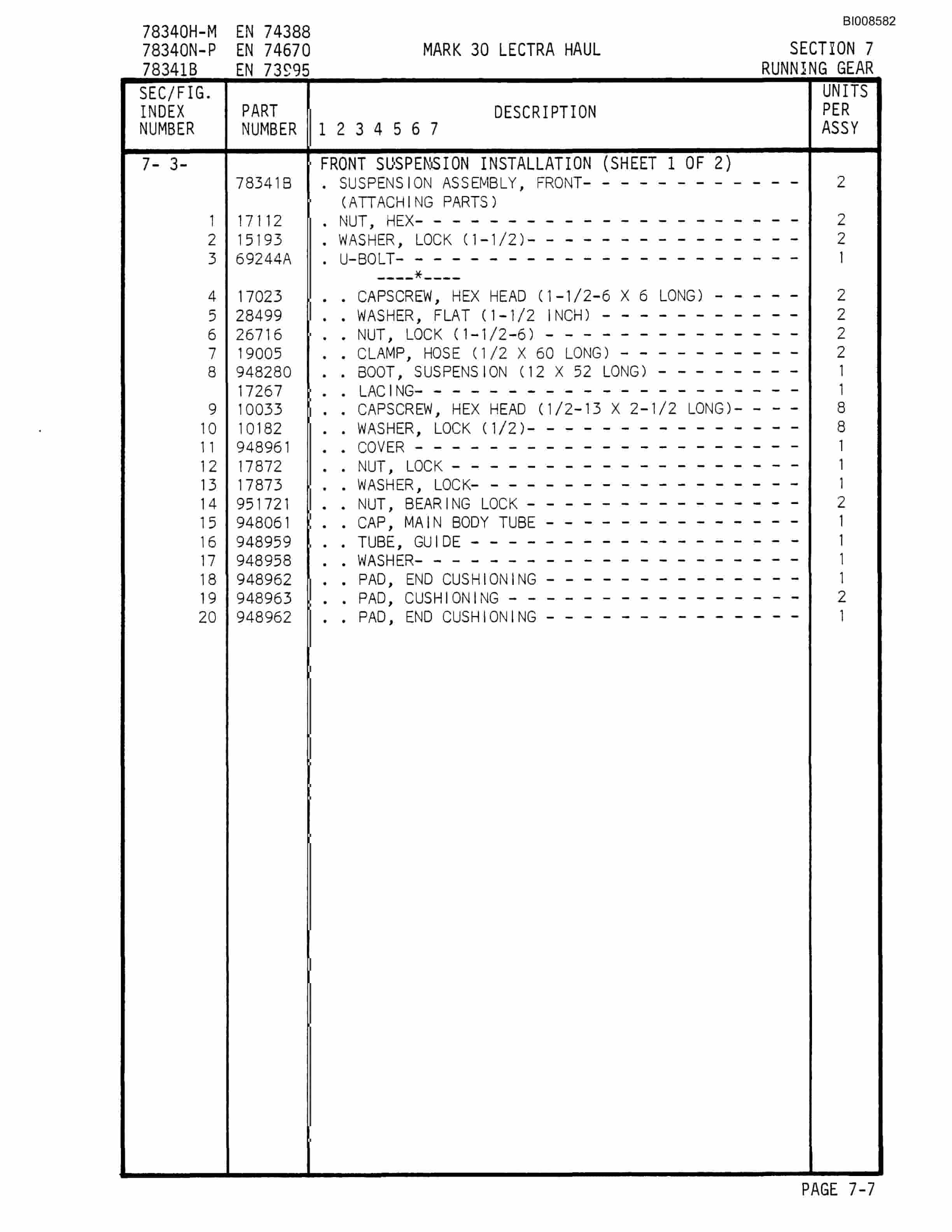 Bucyrus Mark 30 Illustrated Parts Catalog BI008582-4