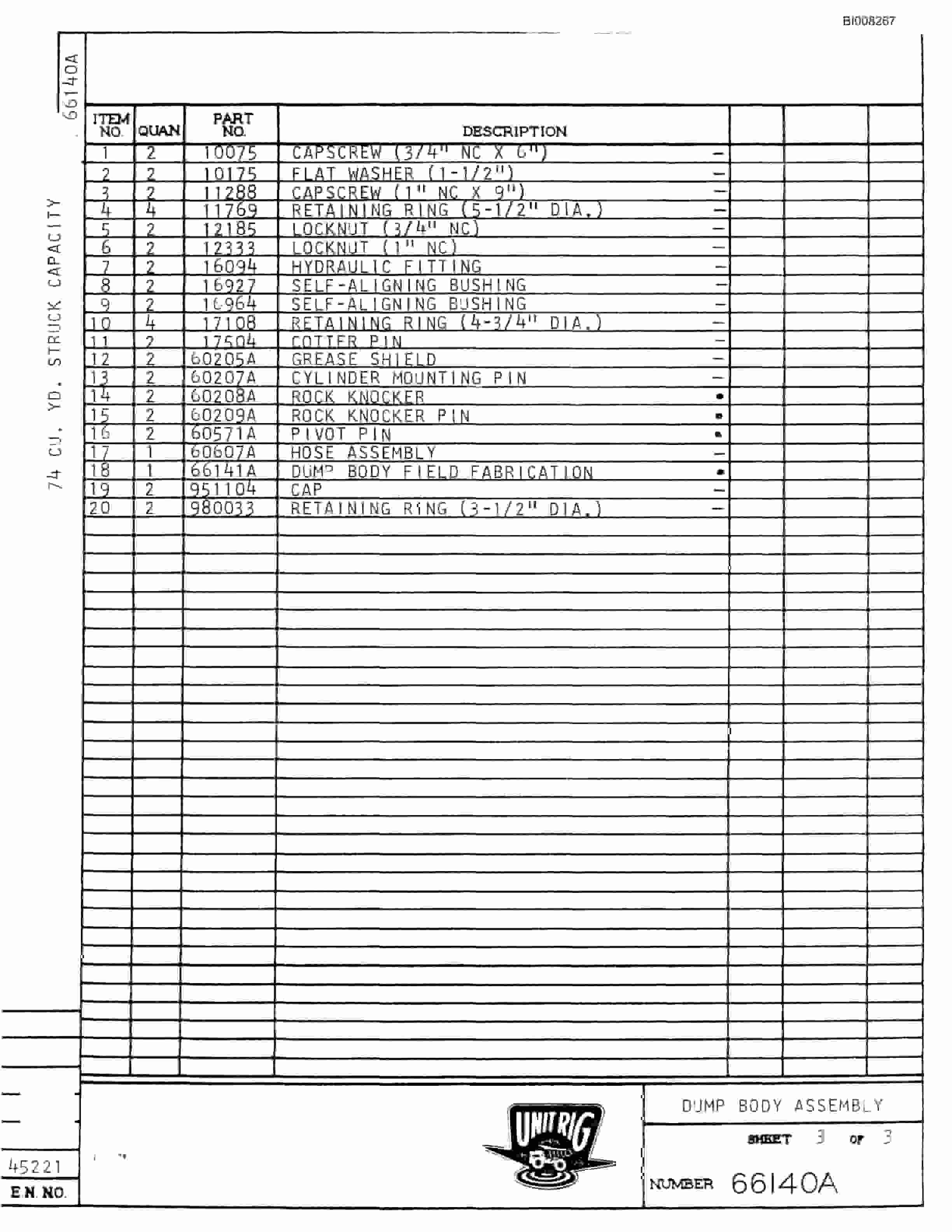 Bucyrus Mark 30 Parts Catalog BI008267-2