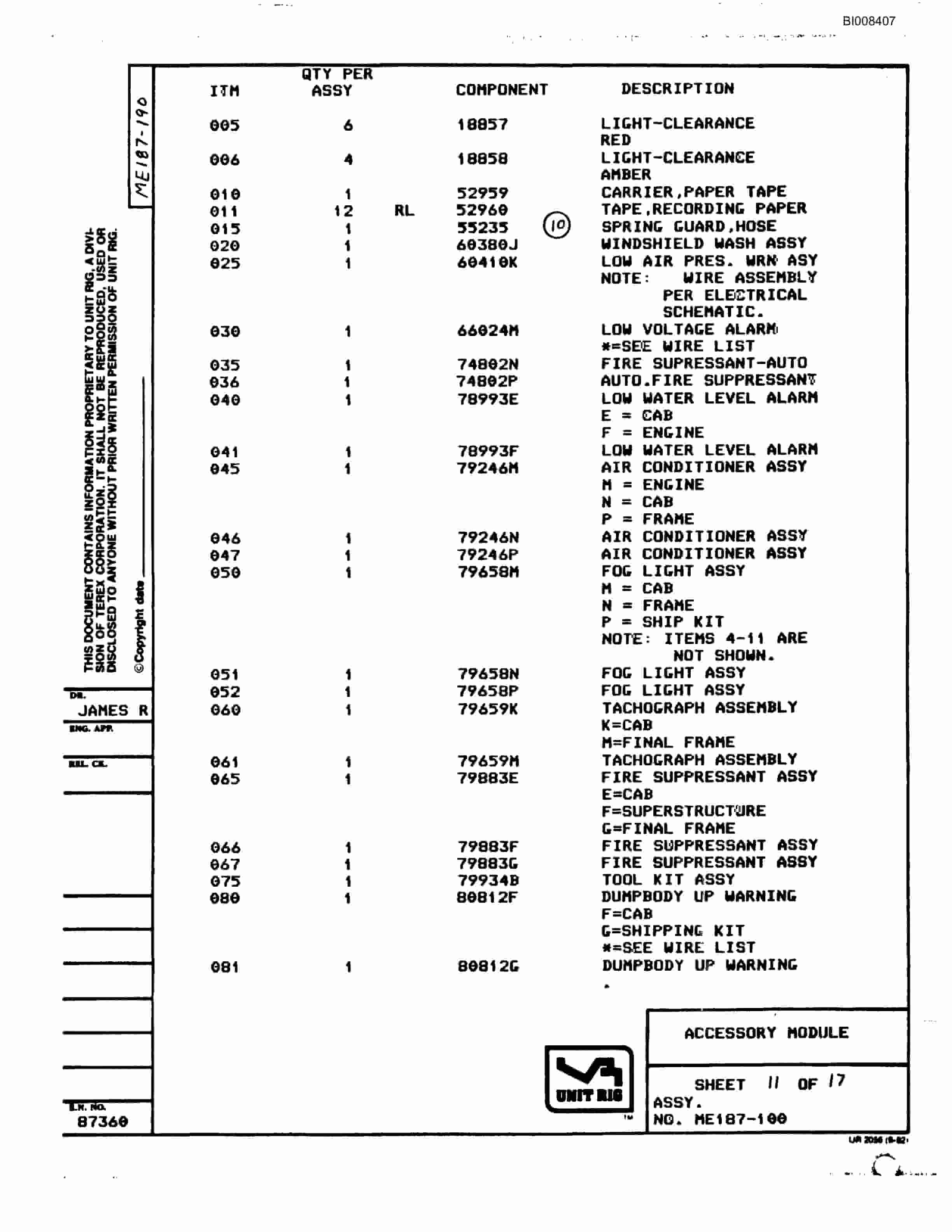 Bucyrus Mark 30 Parts Catalog BI008407-3
