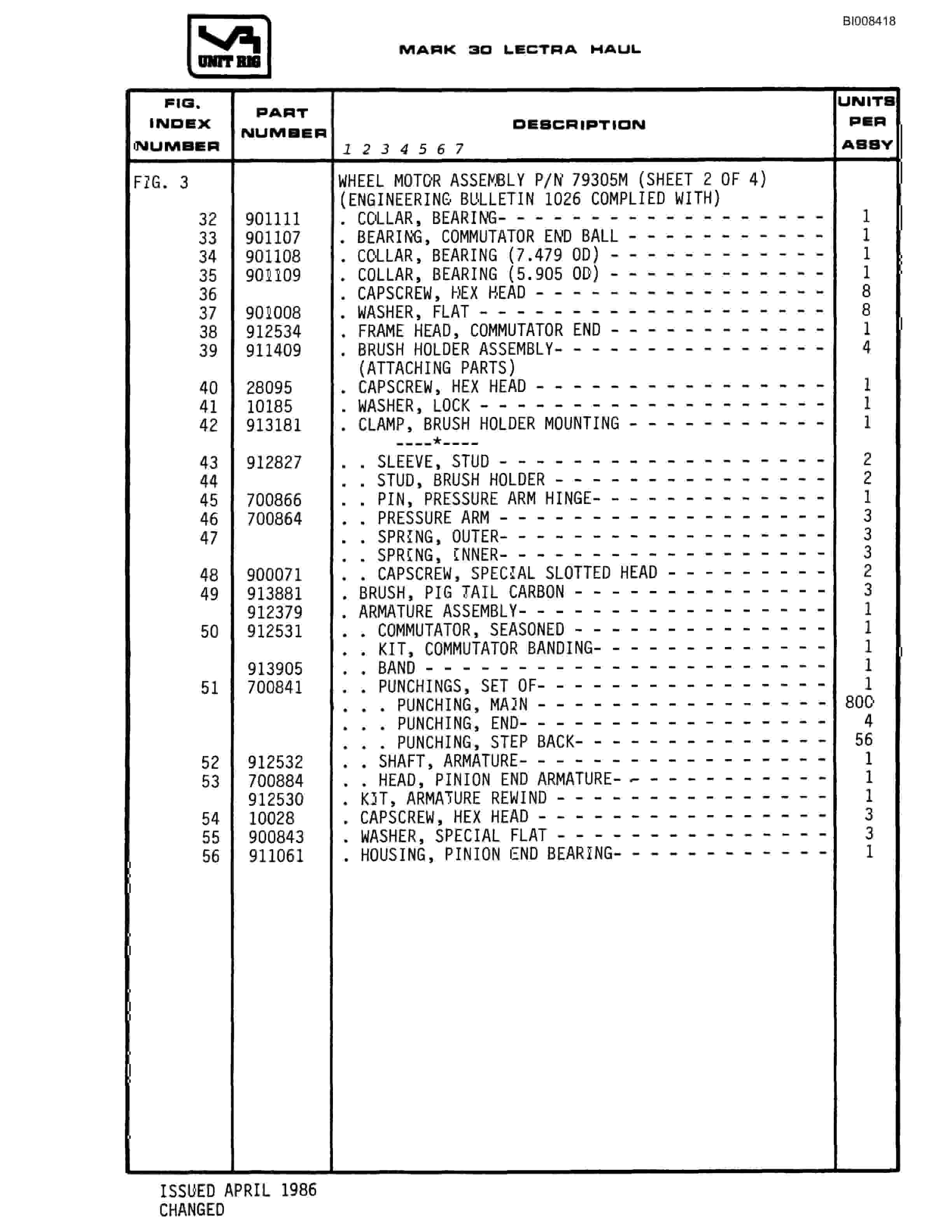 Bucyrus Mark 30 Parts Catalog BI008418-2