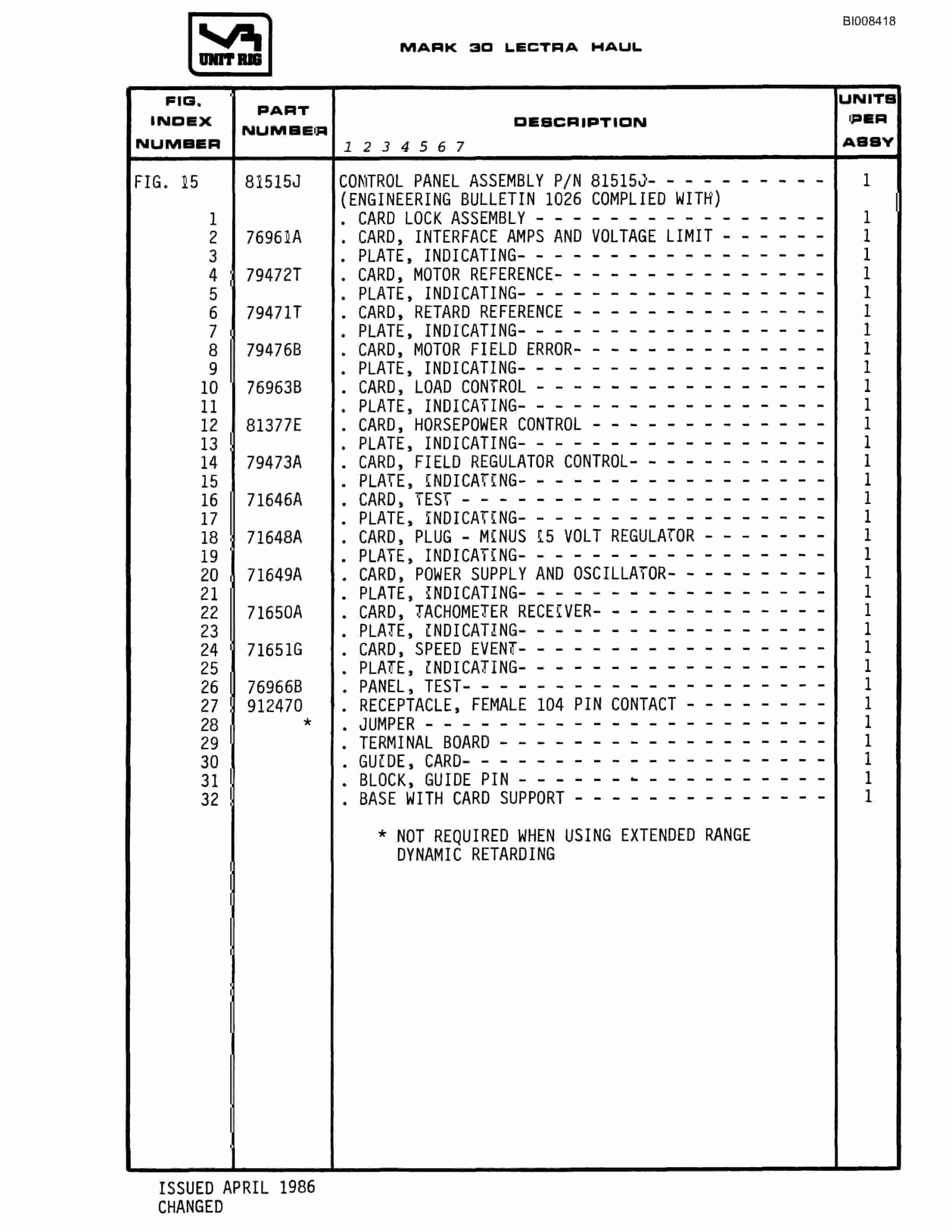 Bucyrus Mark 30 Parts Catalog BI008418-3