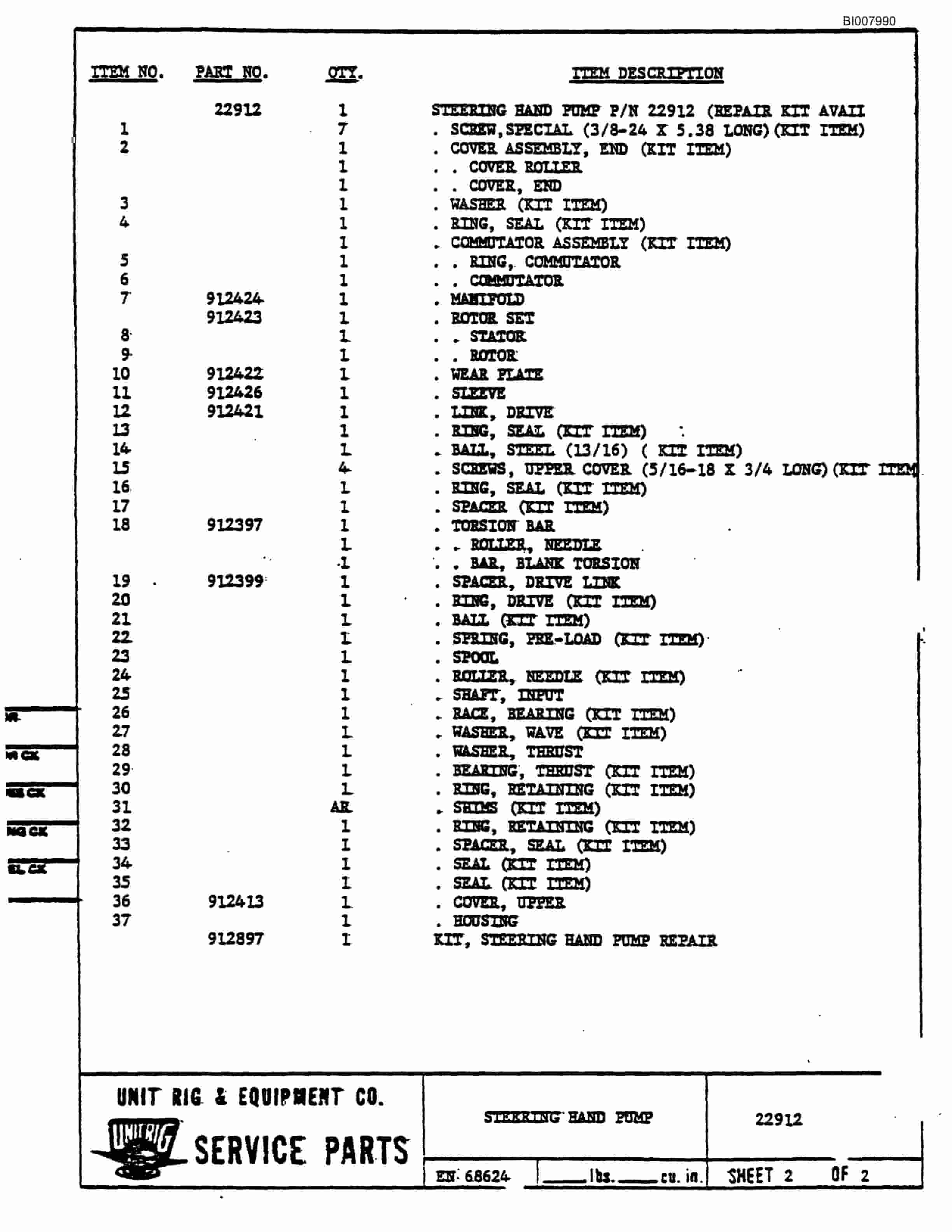 Bucyrus Mark 36 Illustrated Parts Catalog BI007990-3