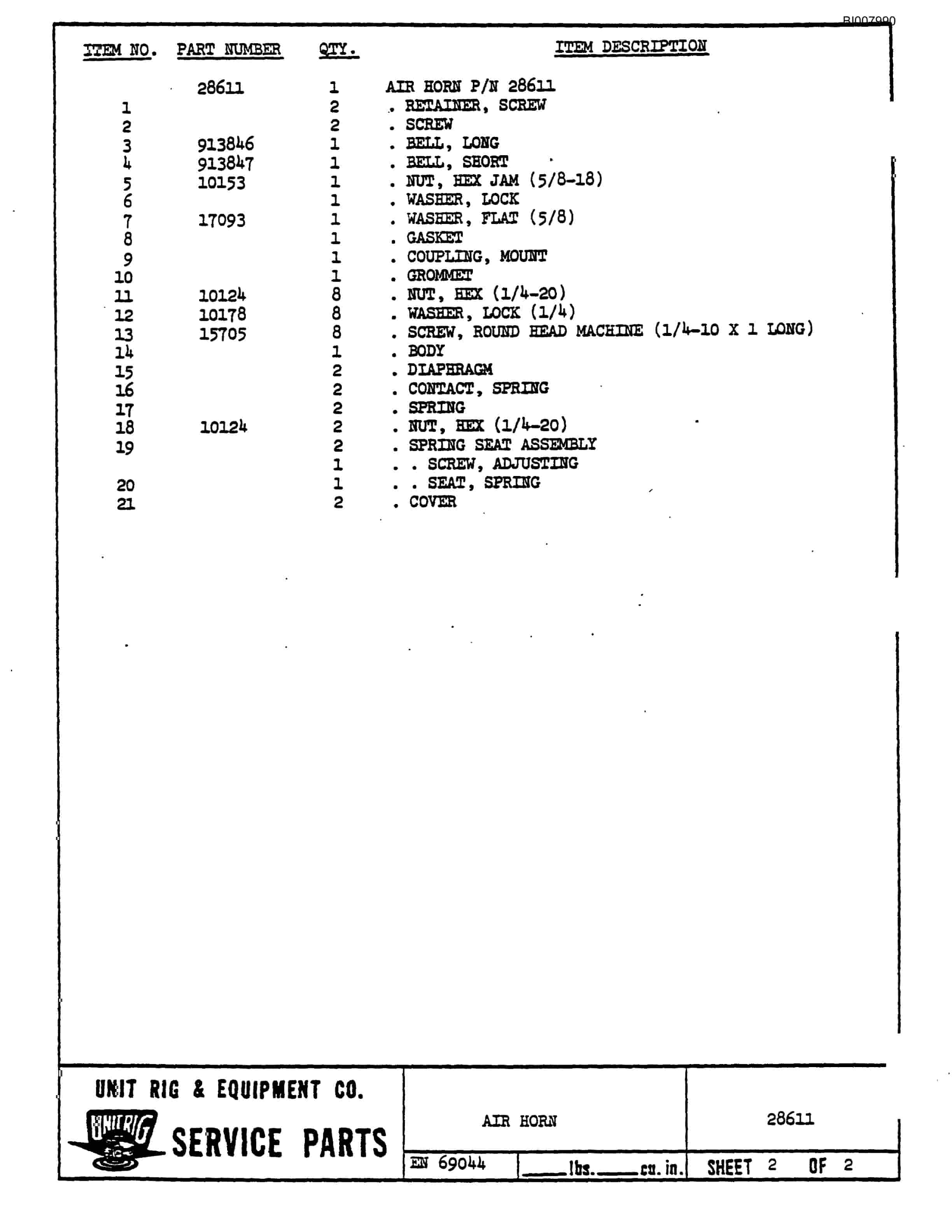 Bucyrus Mark 36 Illustrated Parts Catalog BI007990-4