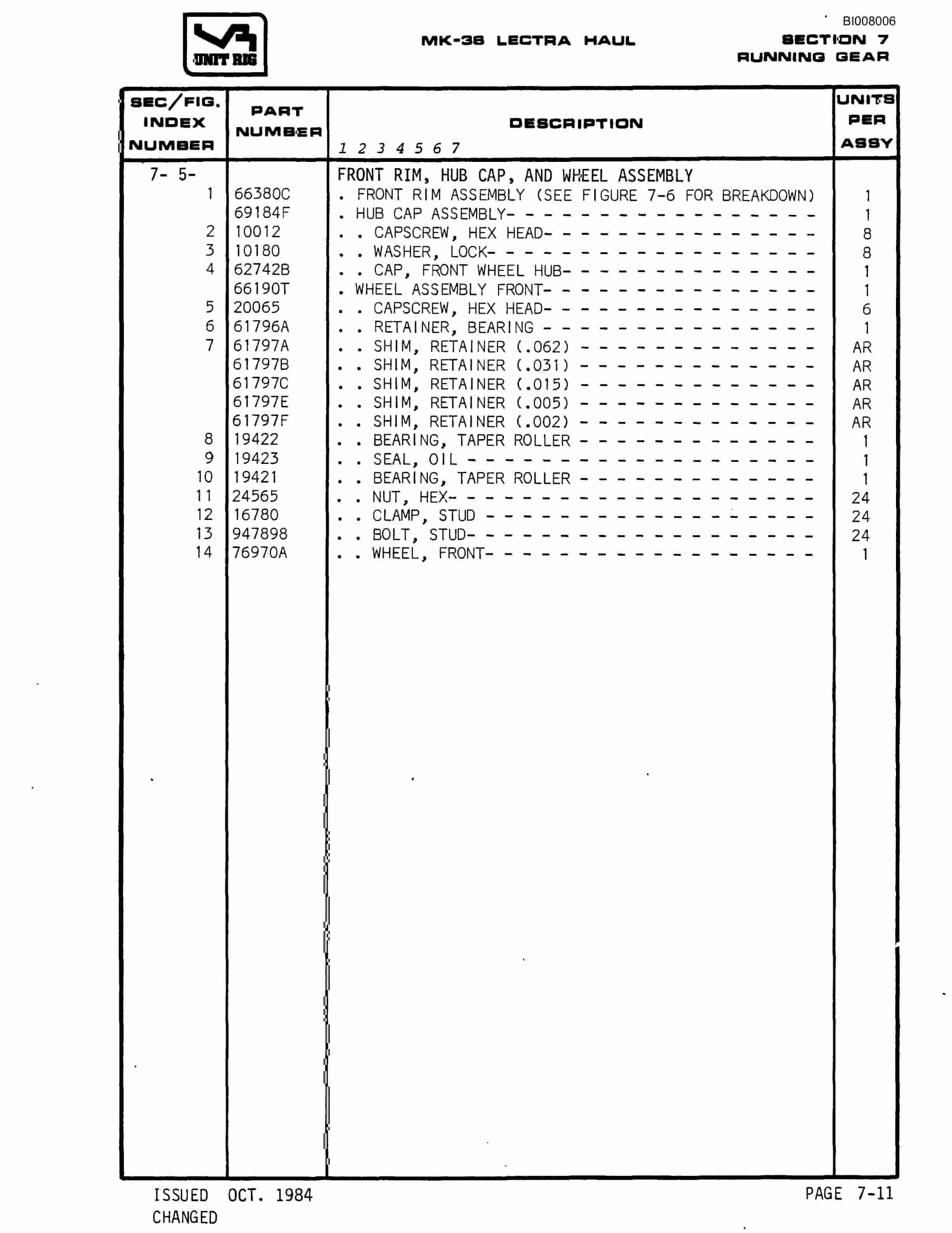 Bucyrus Mark 36 Illustrated Parts Catalog BI008006-5