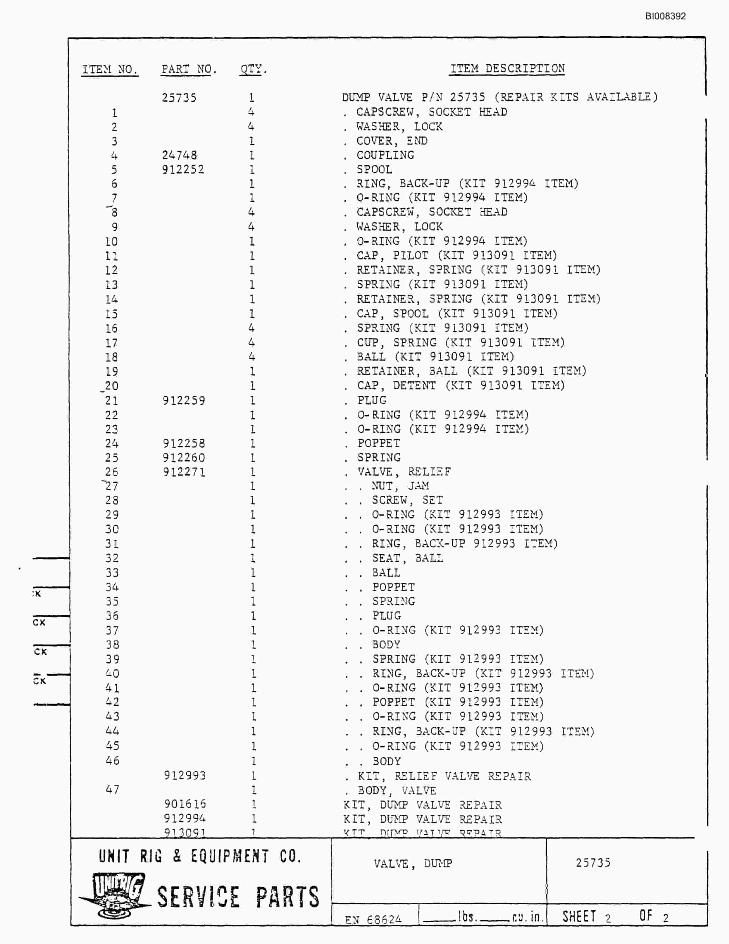 Bucyrus Mark 36 Illustrated Parts Catalog BI008392-4