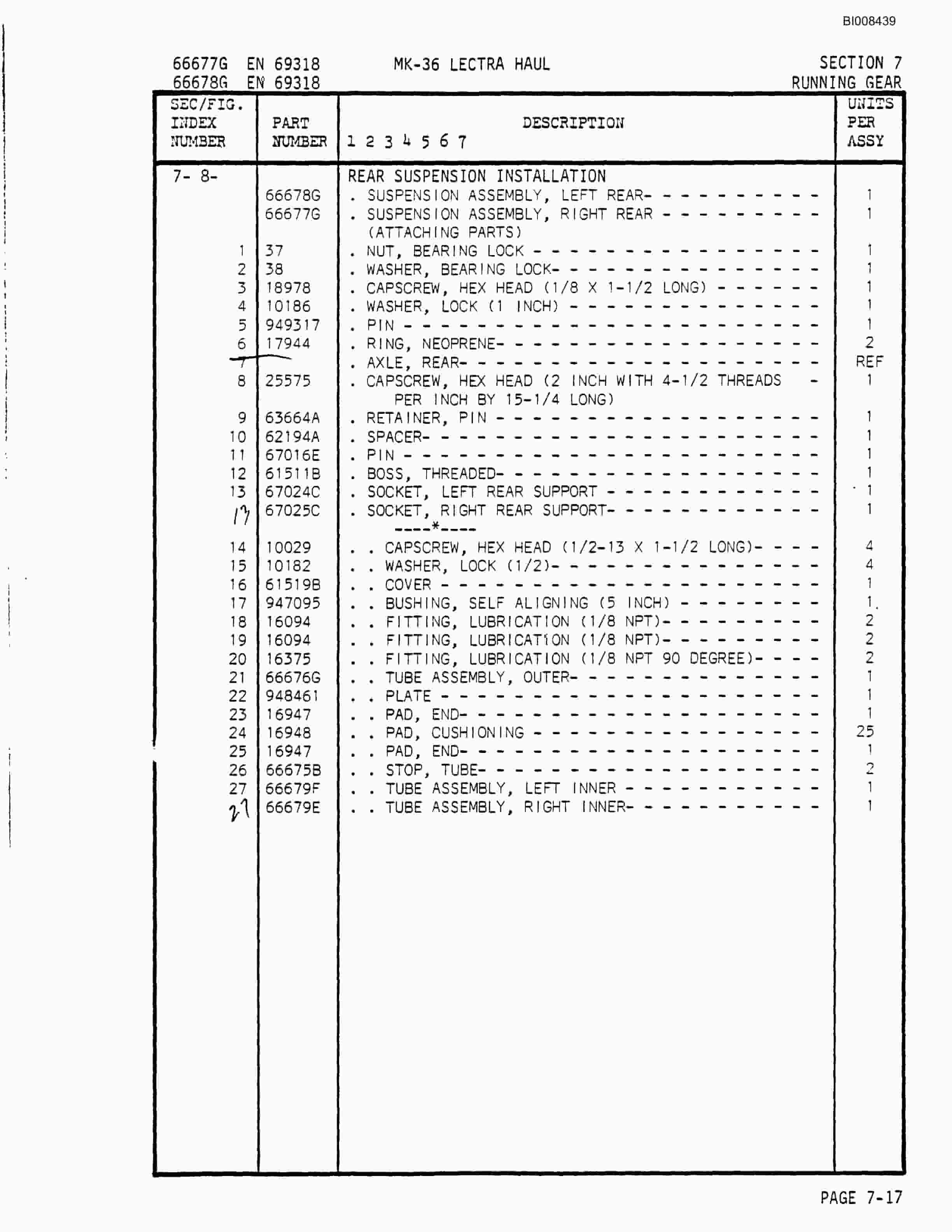 Bucyrus Mark 36 Illustrated Parts Catalog BI008439-3