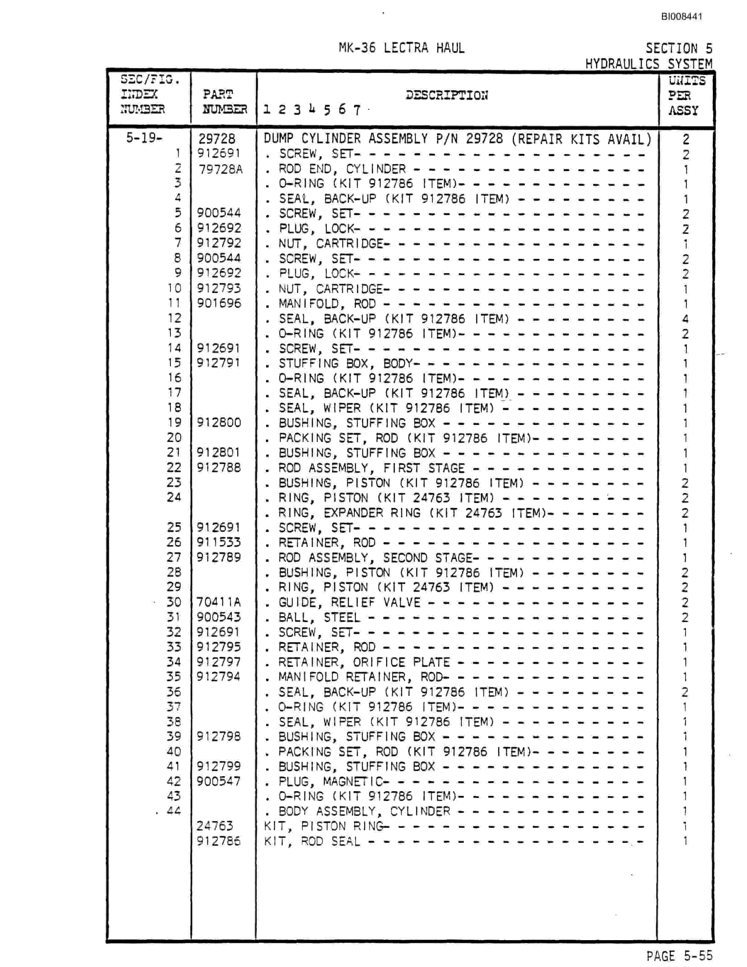 Bucyrus Mark 36 Illustrated Parts Catalog BI008441-3