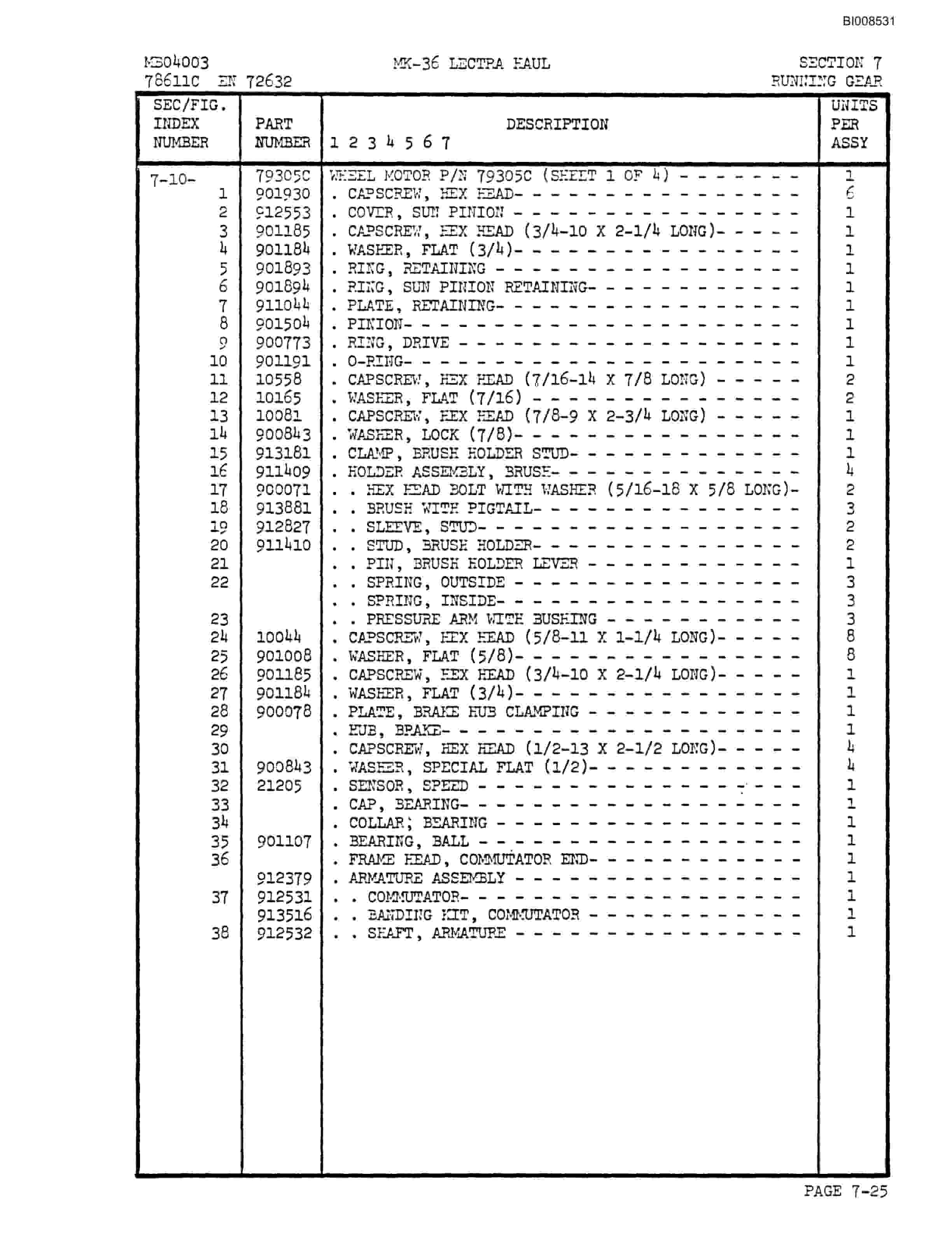 Bucyrus Mark 36 Illustrated Parts Catalog BI008531-5