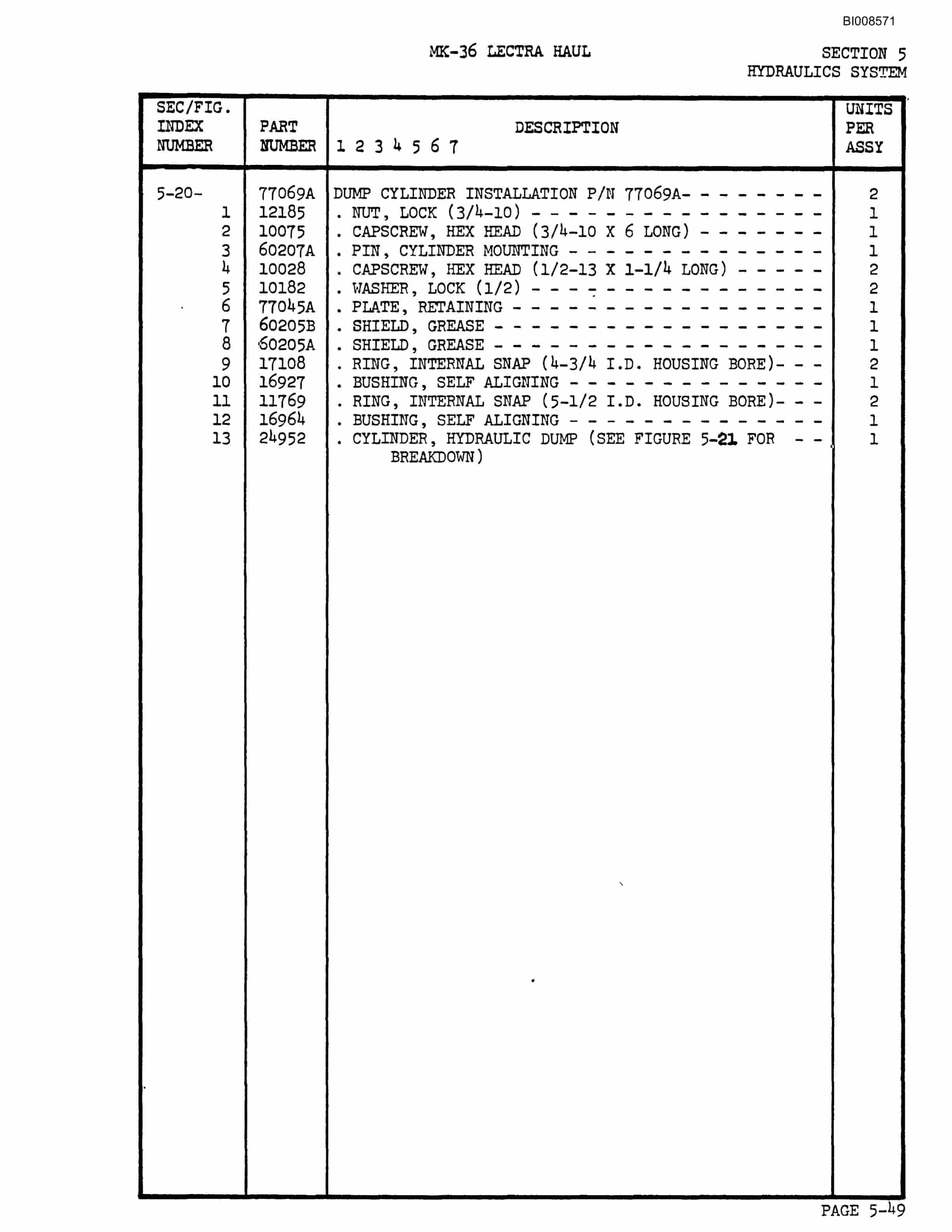 Bucyrus Mark 36 Illustrated Parts Catalog BI008571-3