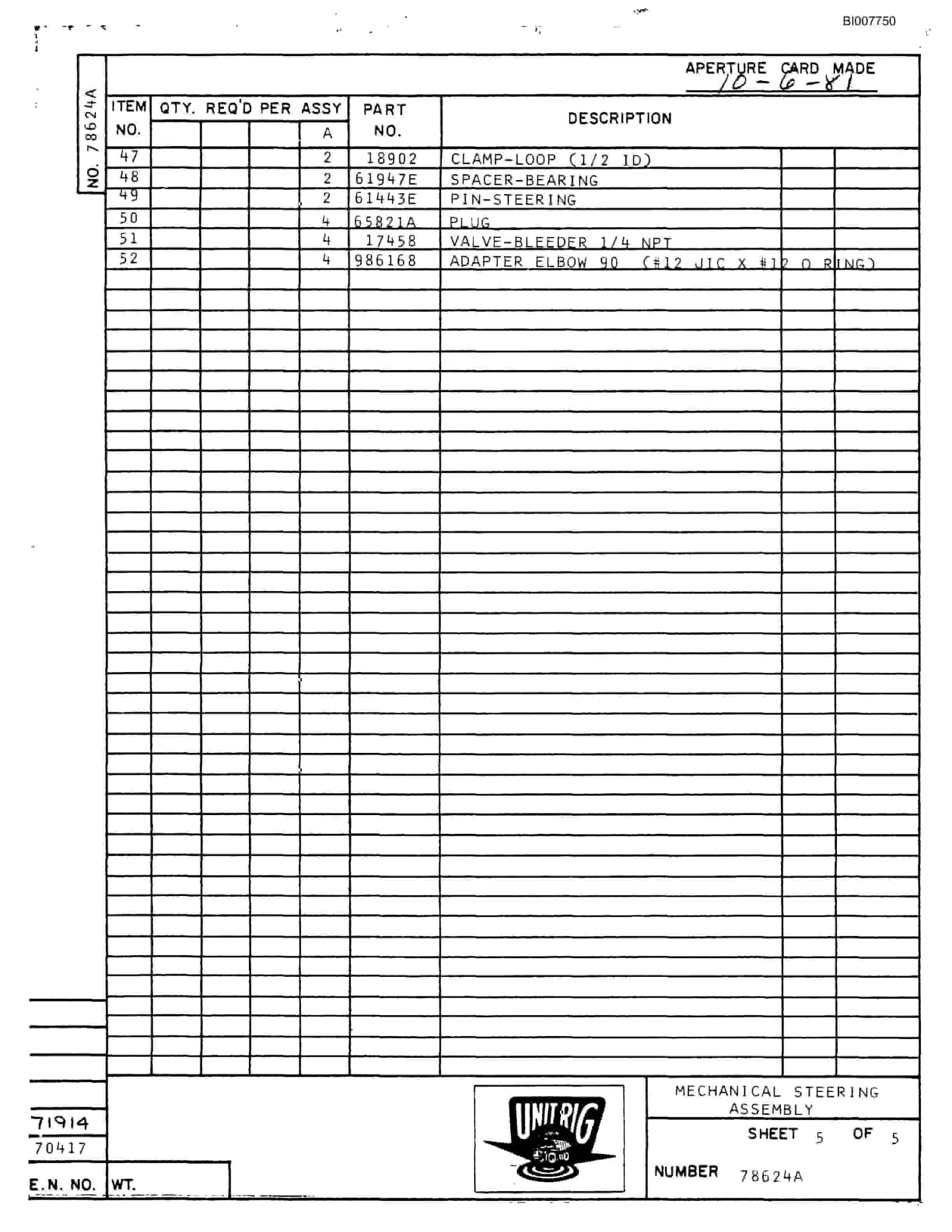 Bucyrus Mark-36 Parts Catalog BI007750-3