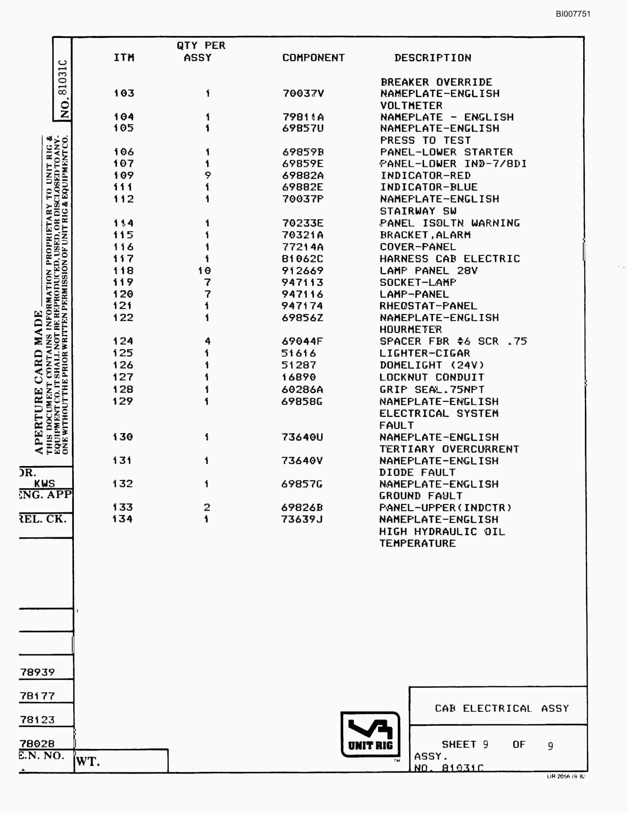 Bucyrus Mark-36 Parts Catalog BI007751-3