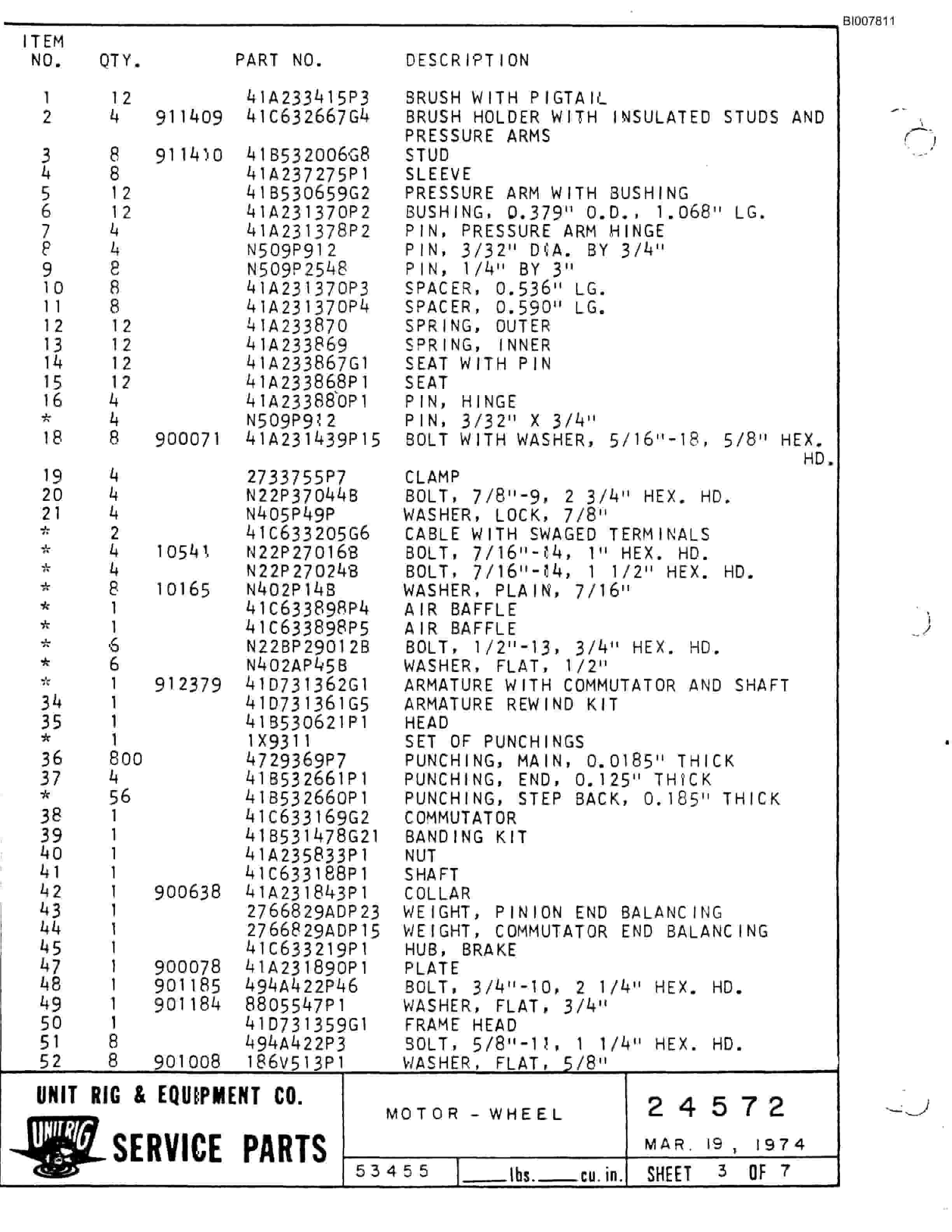 Bucyrus Mark 36 Parts Catalog BI007811-4