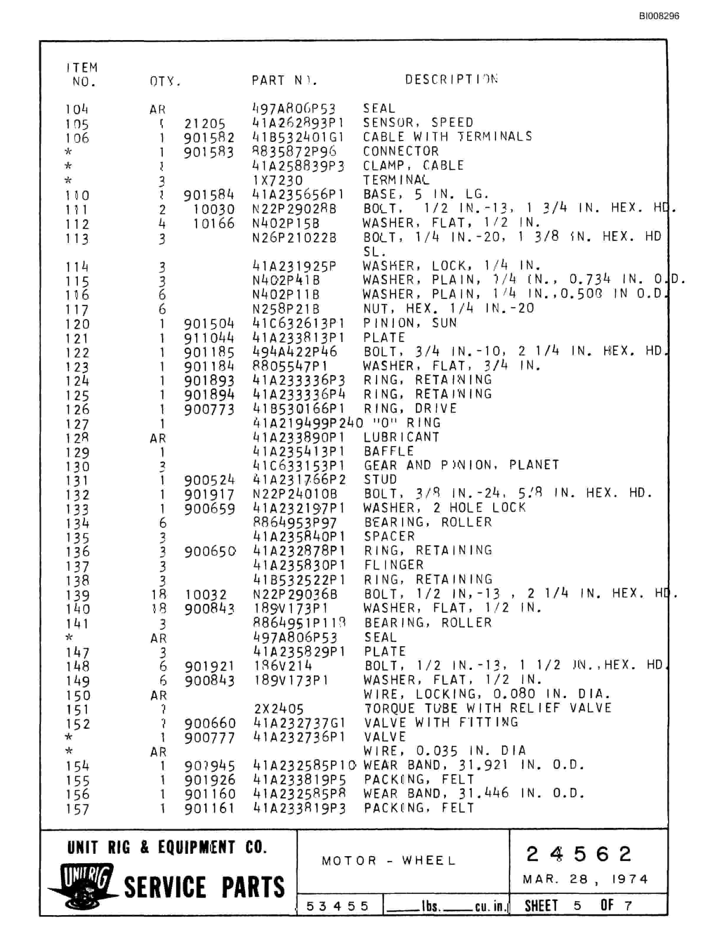 Bucyrus Mark 36 Parts Catalog BI008296-5