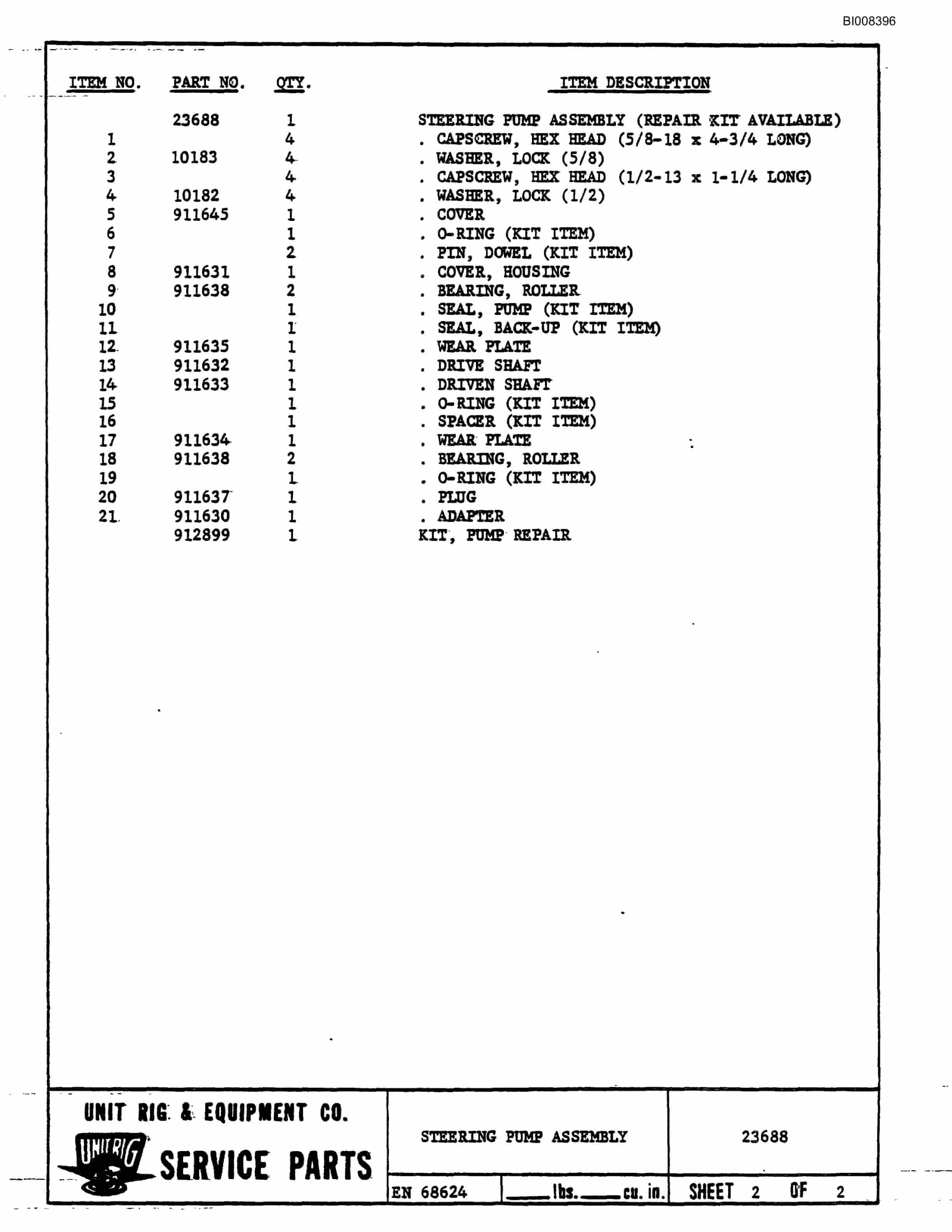 Bucyrus Mark 36 Parts Catalog BI008396-4