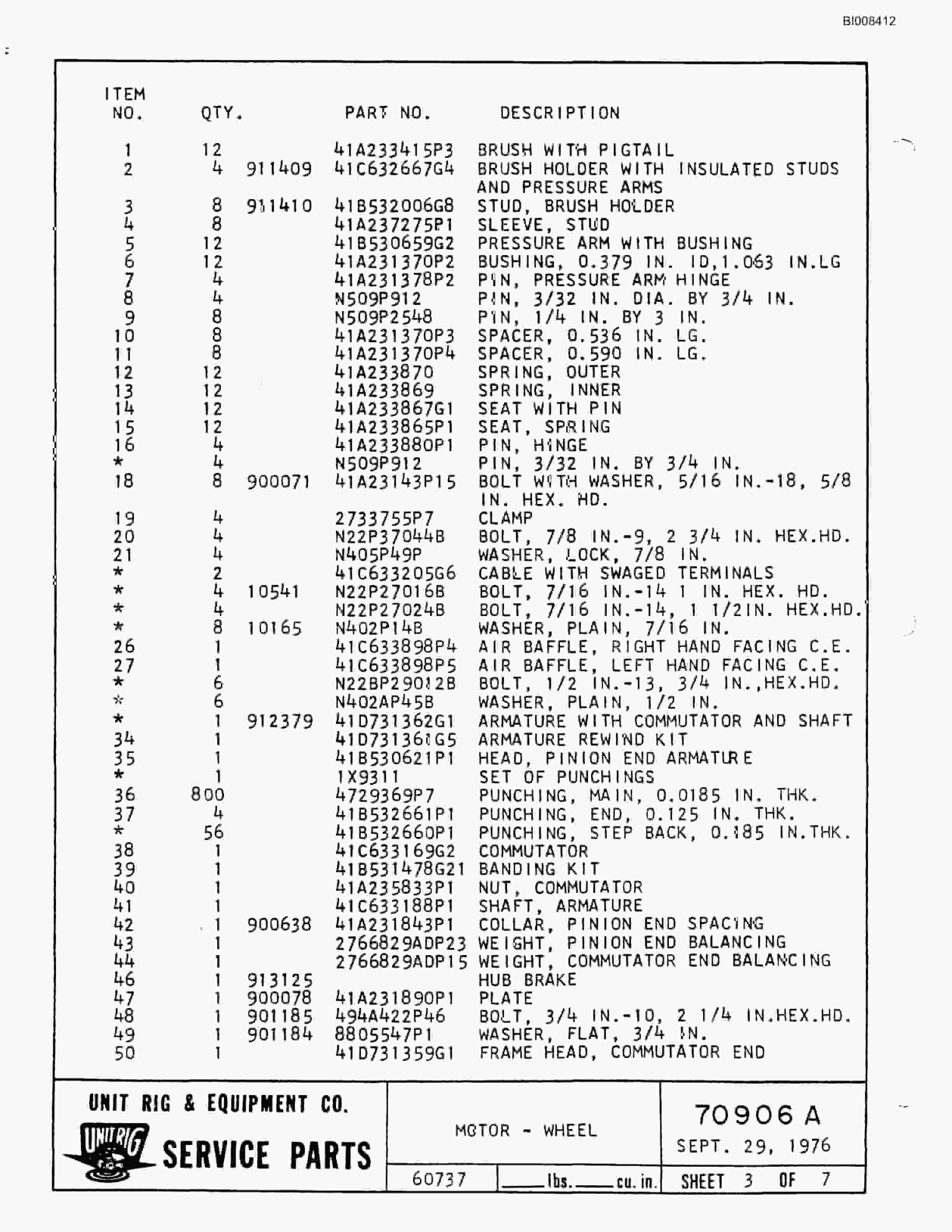Bucyrus Mark 36 Parts Catalog BI008412-5