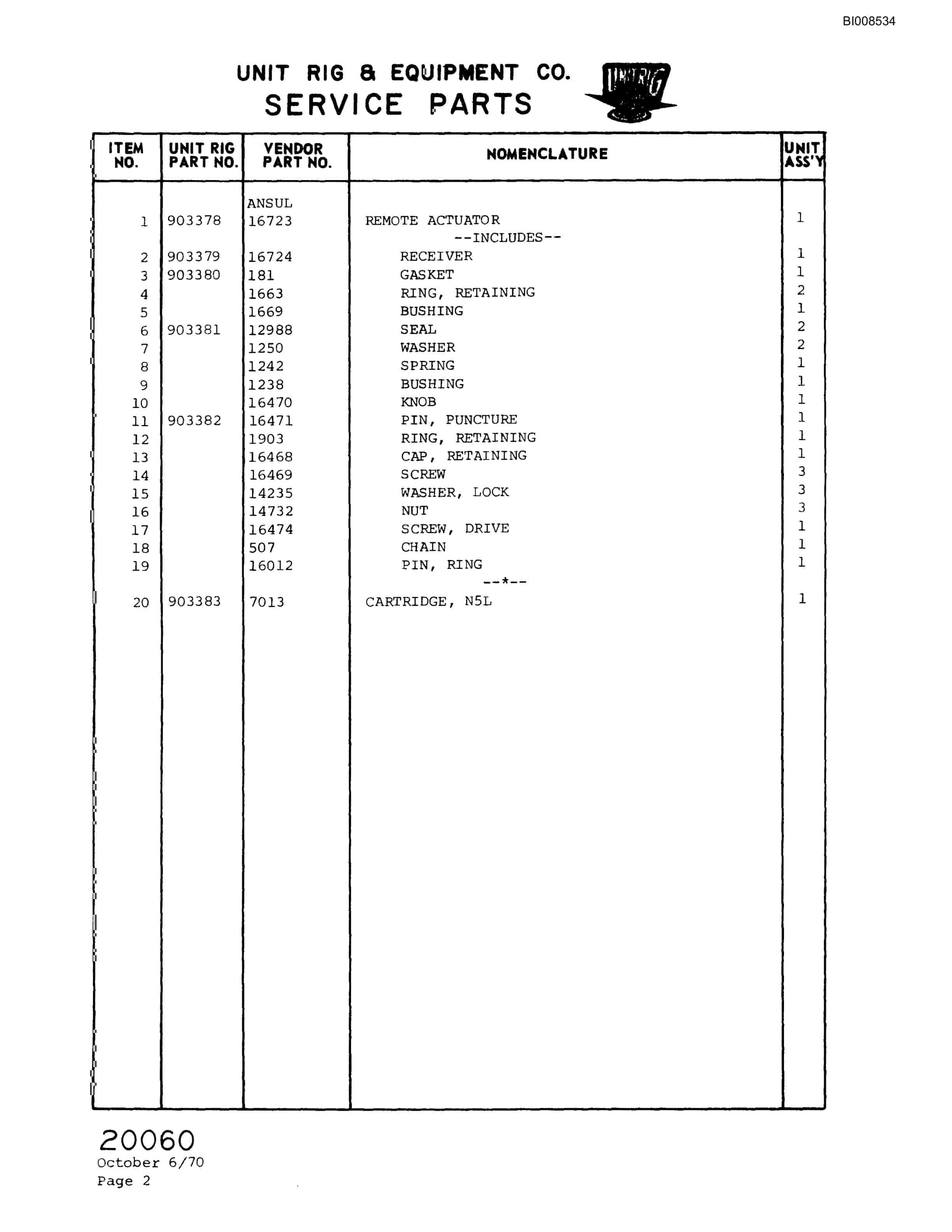 Bucyrus Mark 36 Parts Catalog BI008534-3