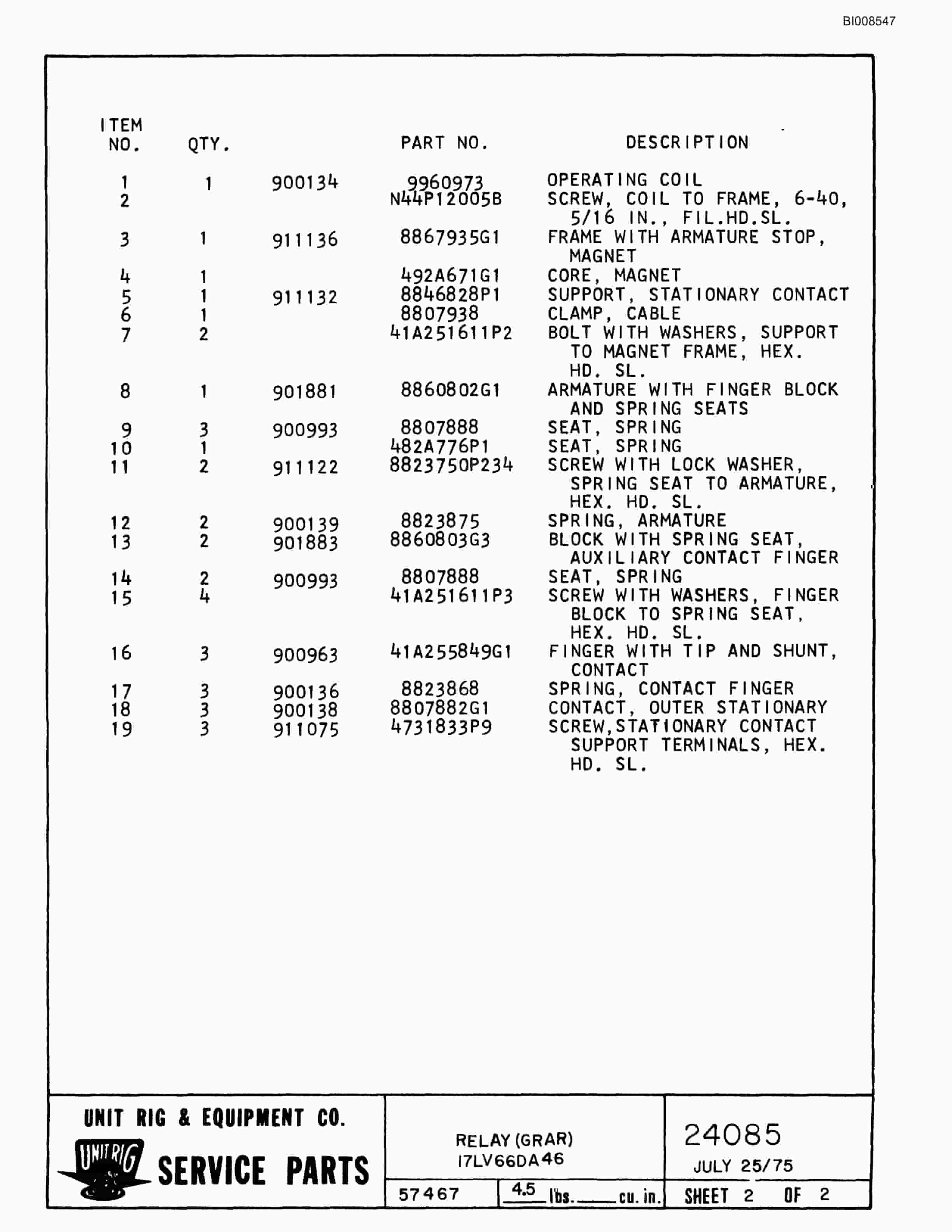 Bucyrus Mark 36 Parts Catalog BI008547-5