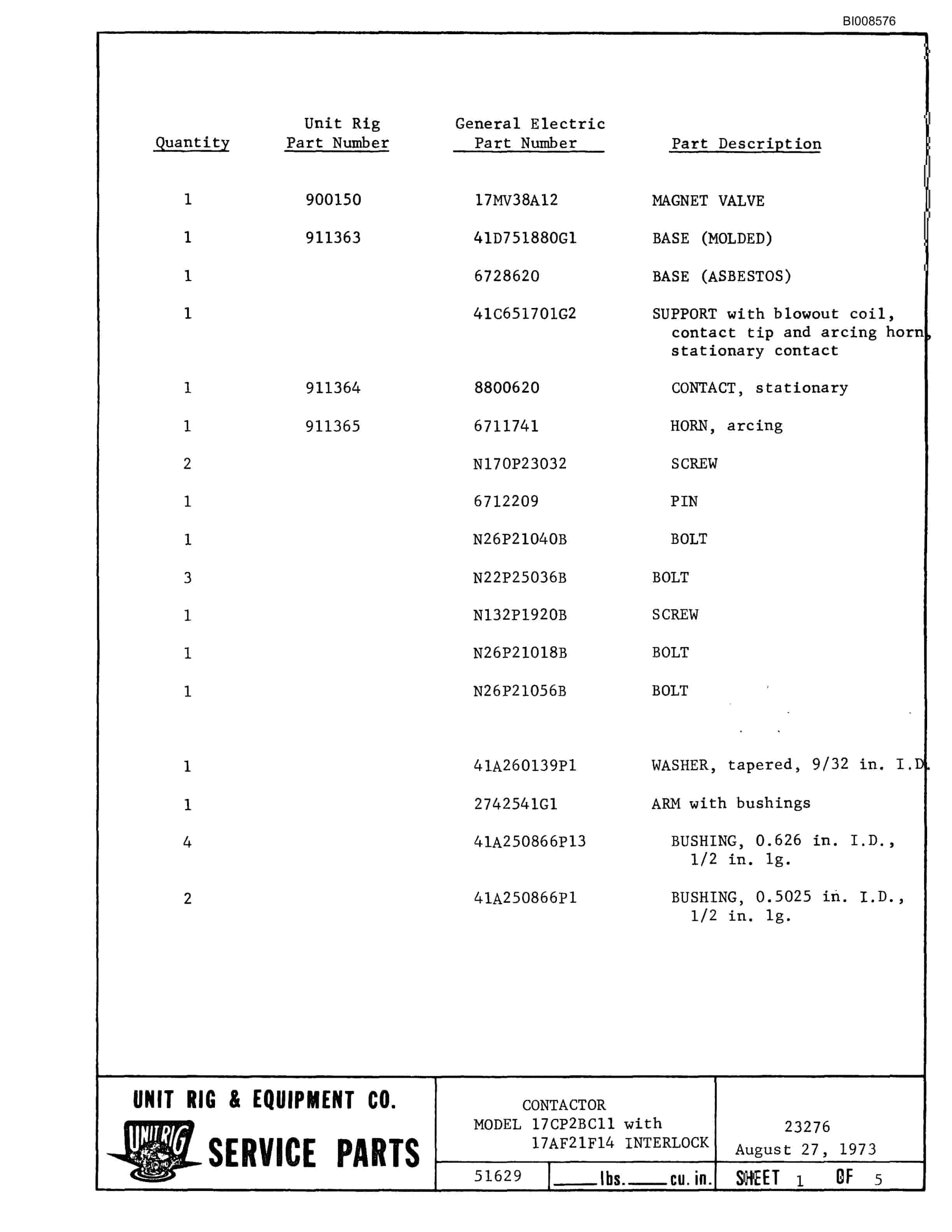 Bucyrus Mark 36 Parts Catalog BI008576-4