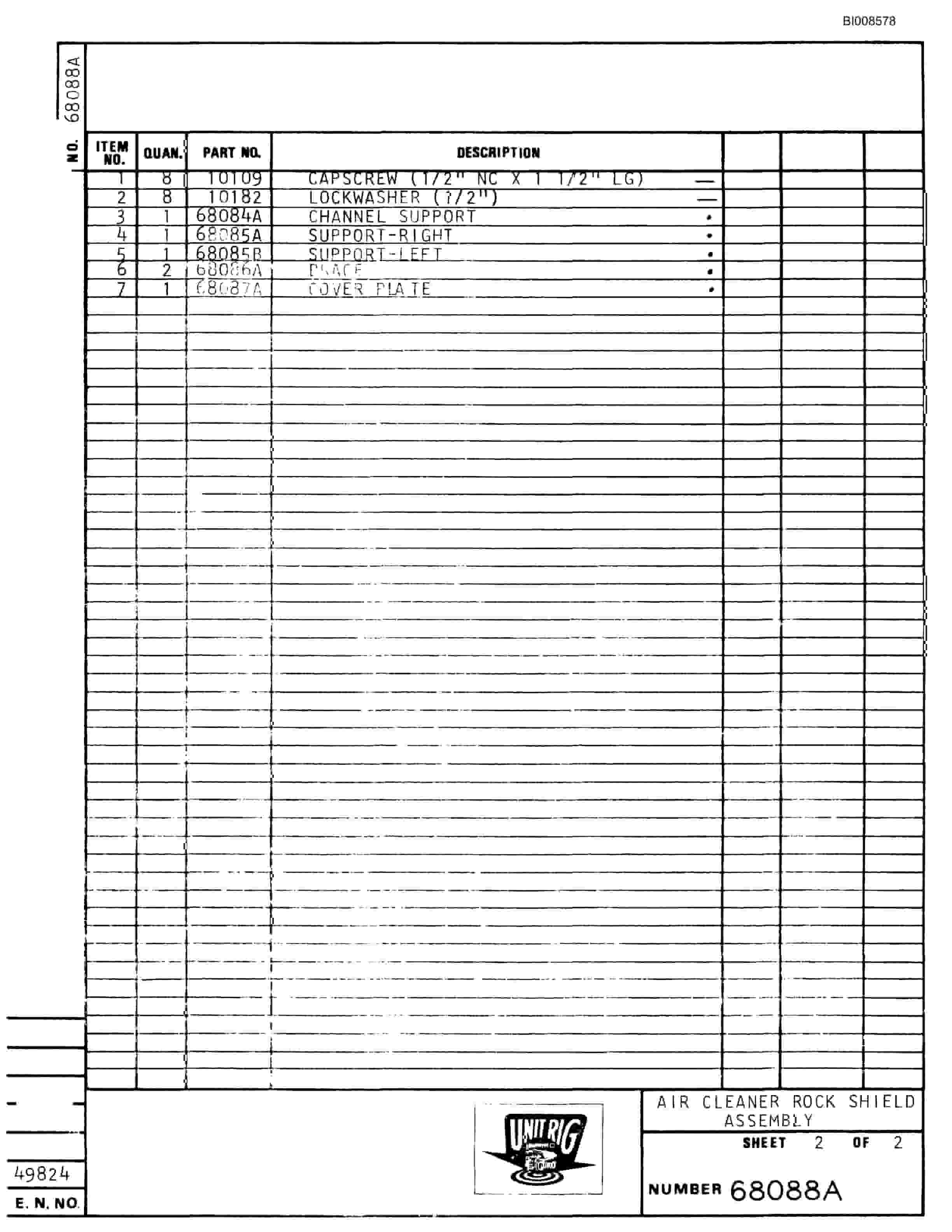 Bucyrus Mark 36 Parts Catalog BI008578-4