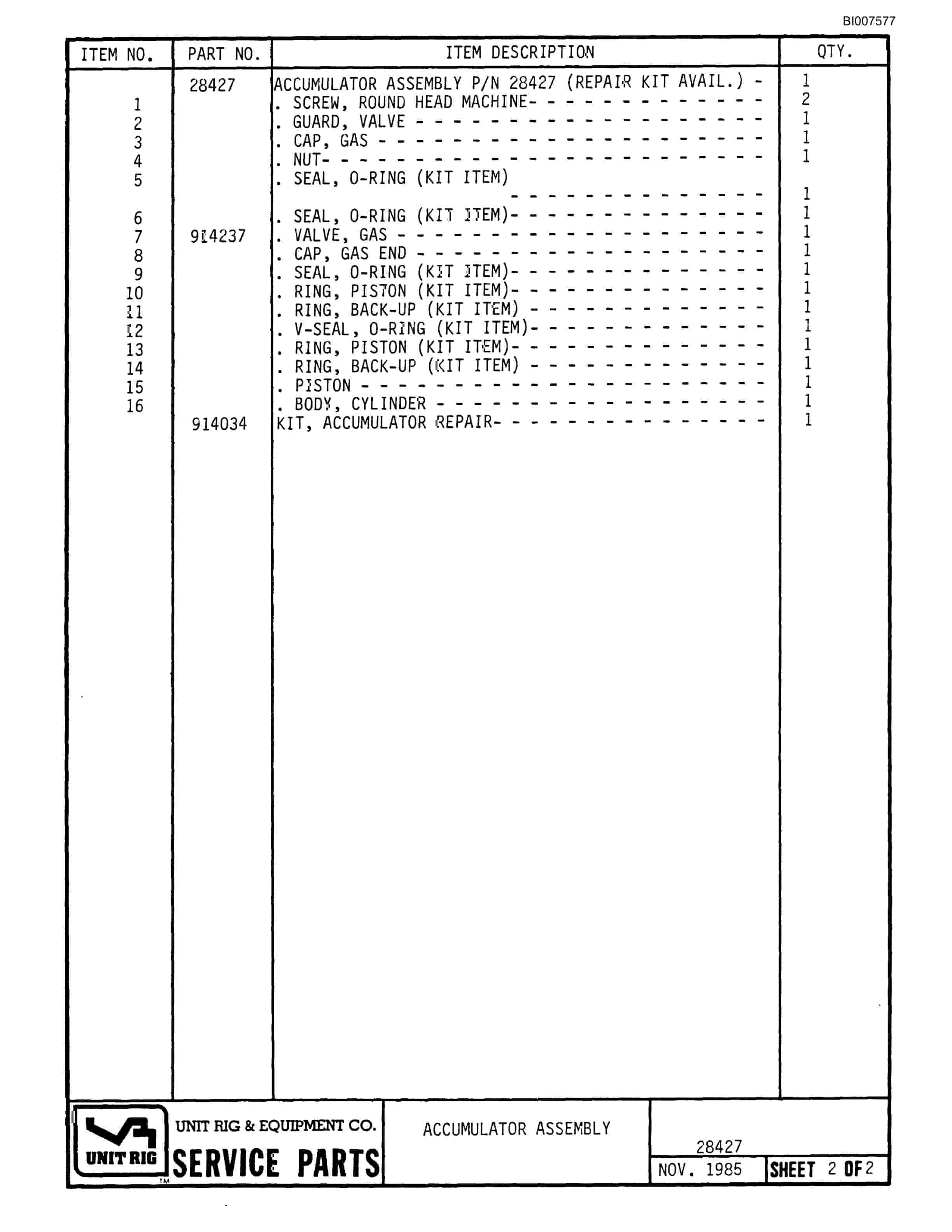 Bucyrus MB722-726 Ulan Coal Parts Catalog BI007577-4