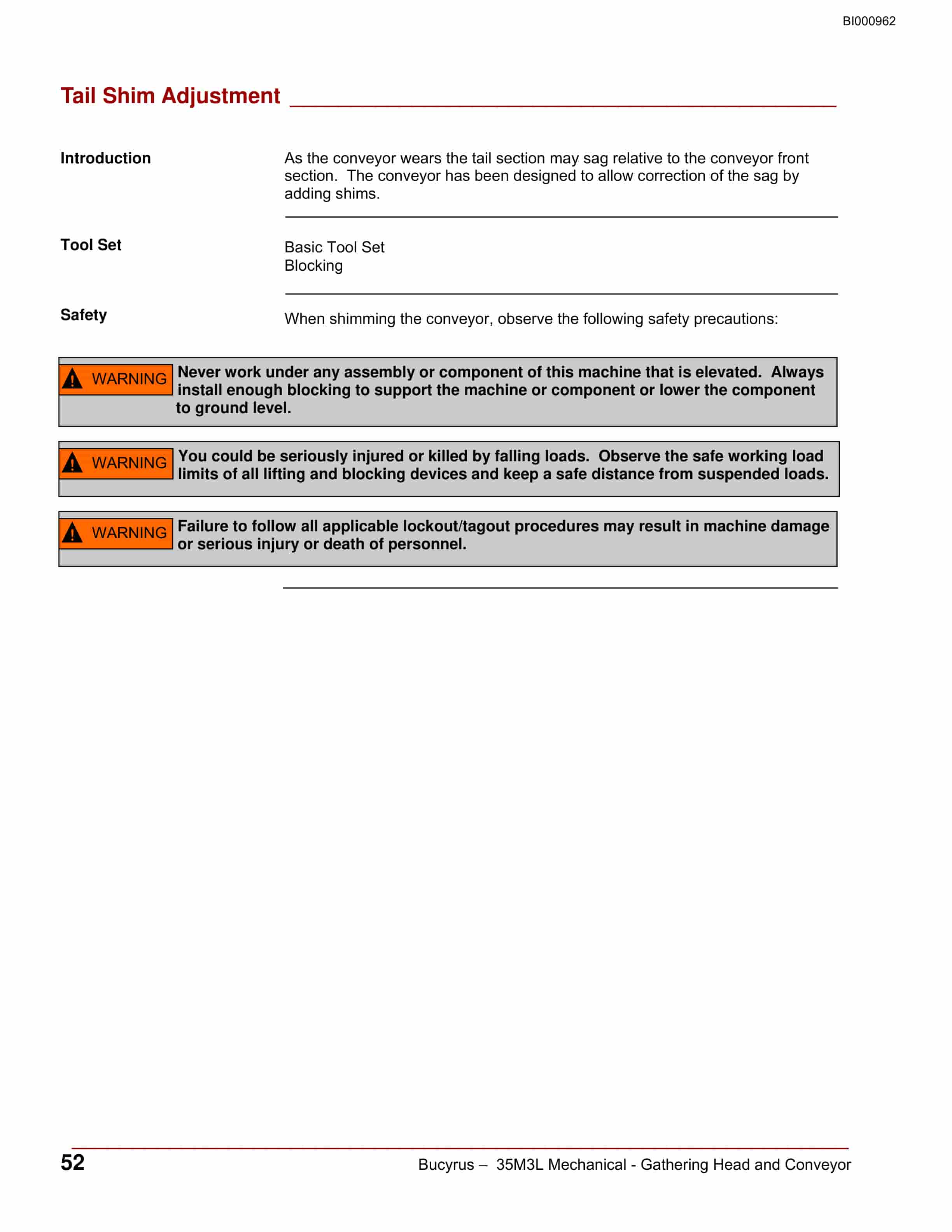 Bucyrus Mechanical Continuous Miner Operation Manual BI000962-5