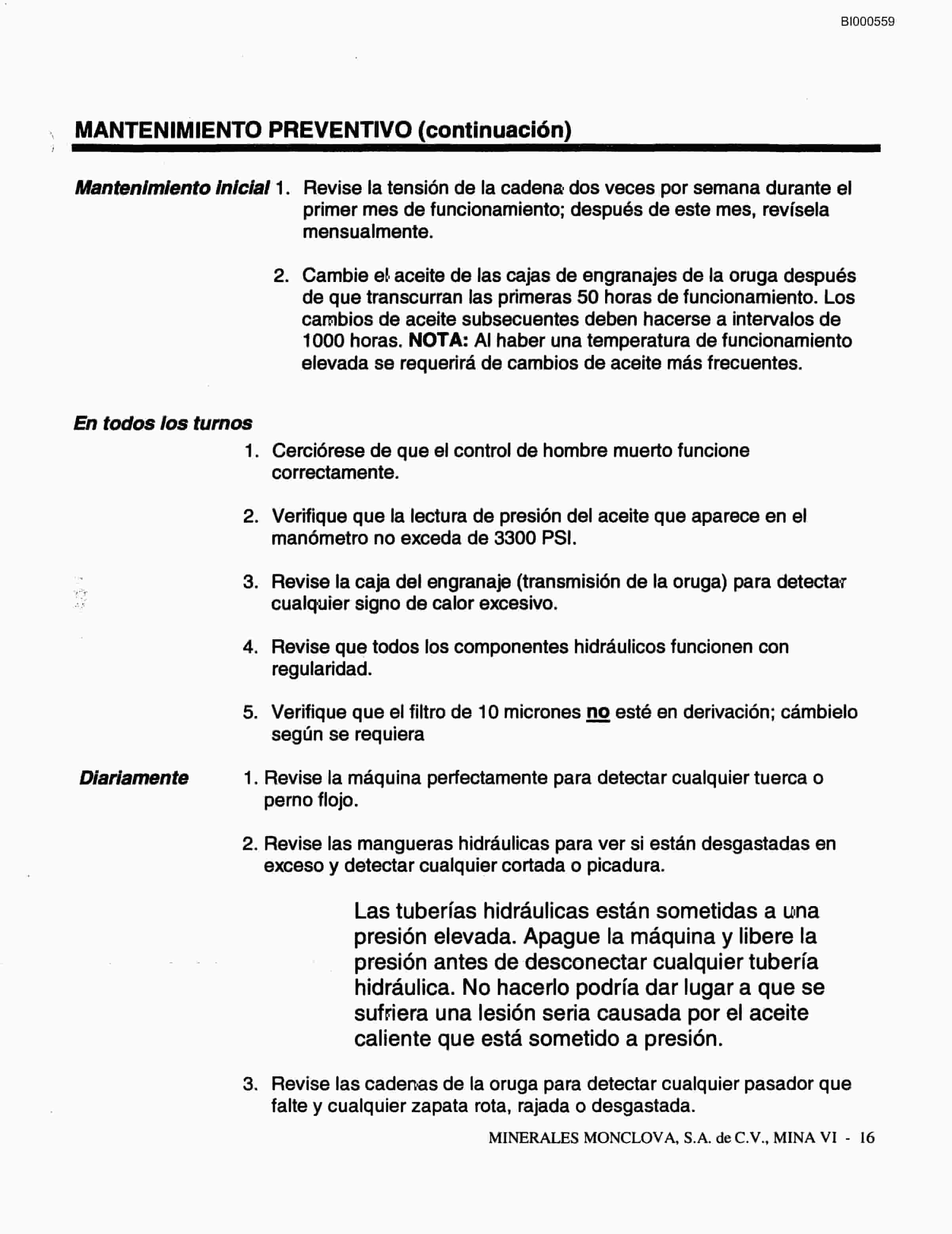 Bucyrus Mimosa Technical Manual BI000559-4