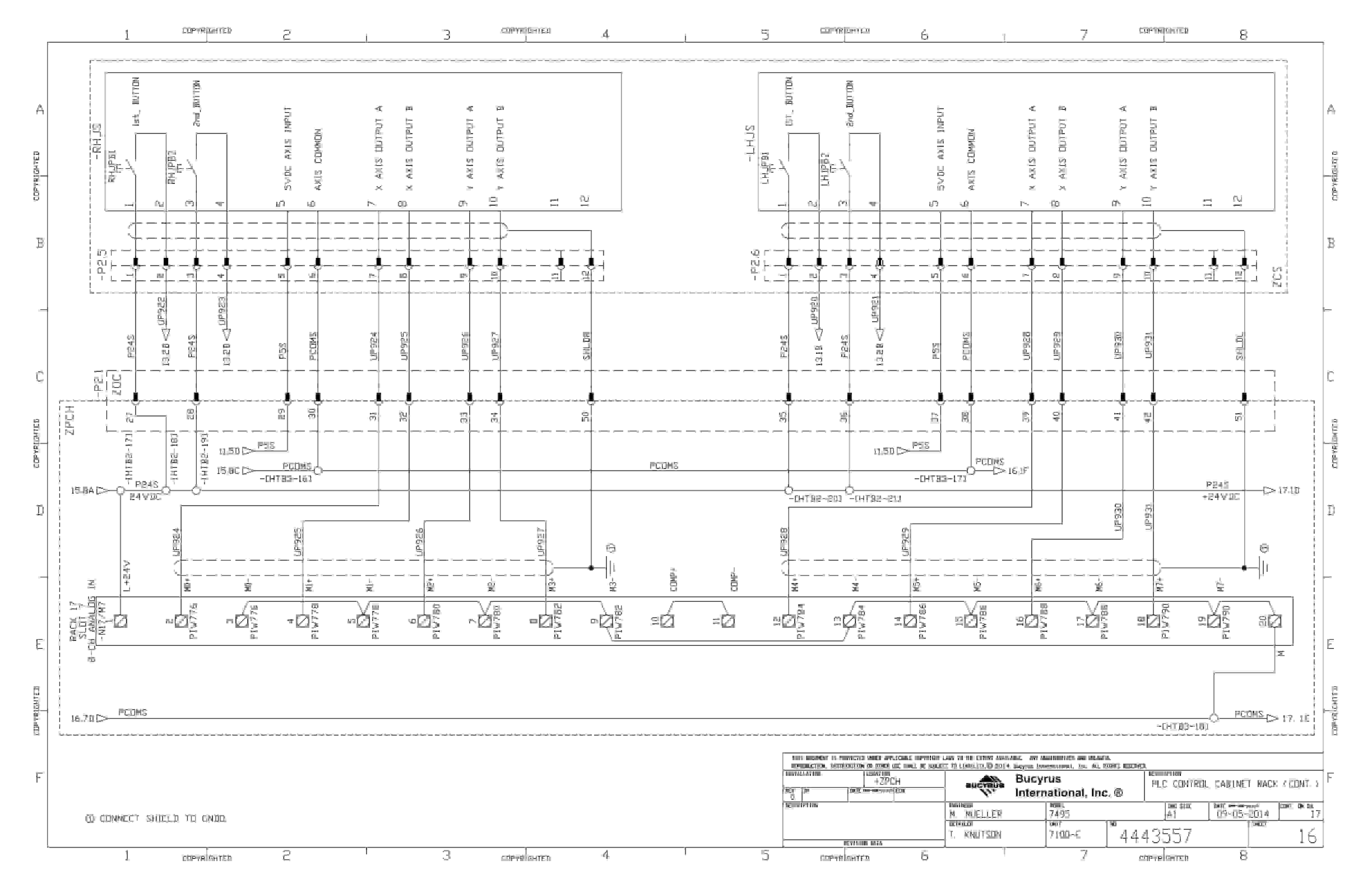 Bucyrus Minera-Penasquito Operator Cab 7495 Electrical Schematic 4443557-2