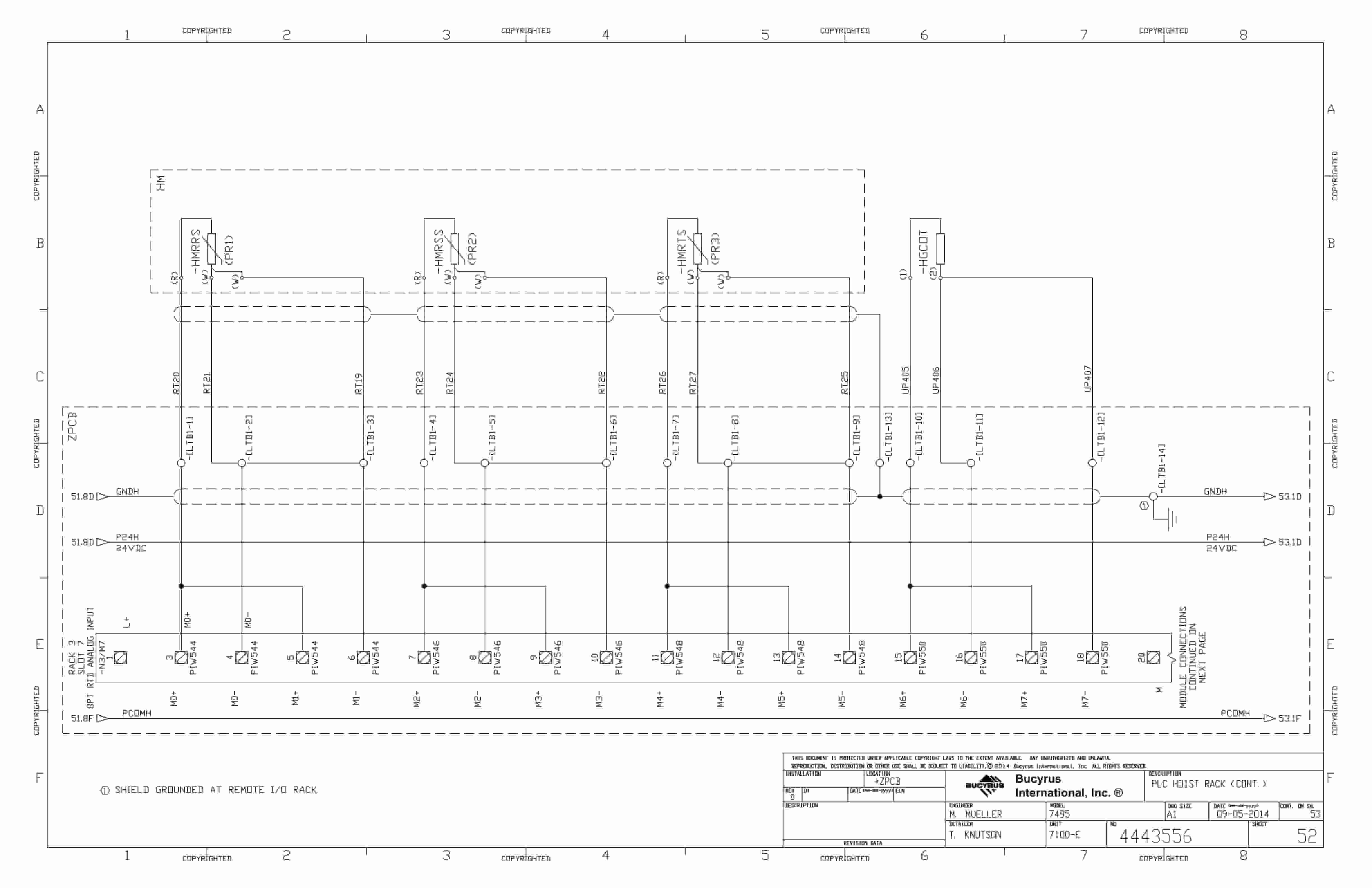 Bucyrus Minera-Penasquito Shovel Type 7495 Electrical Schematic 4443556-2