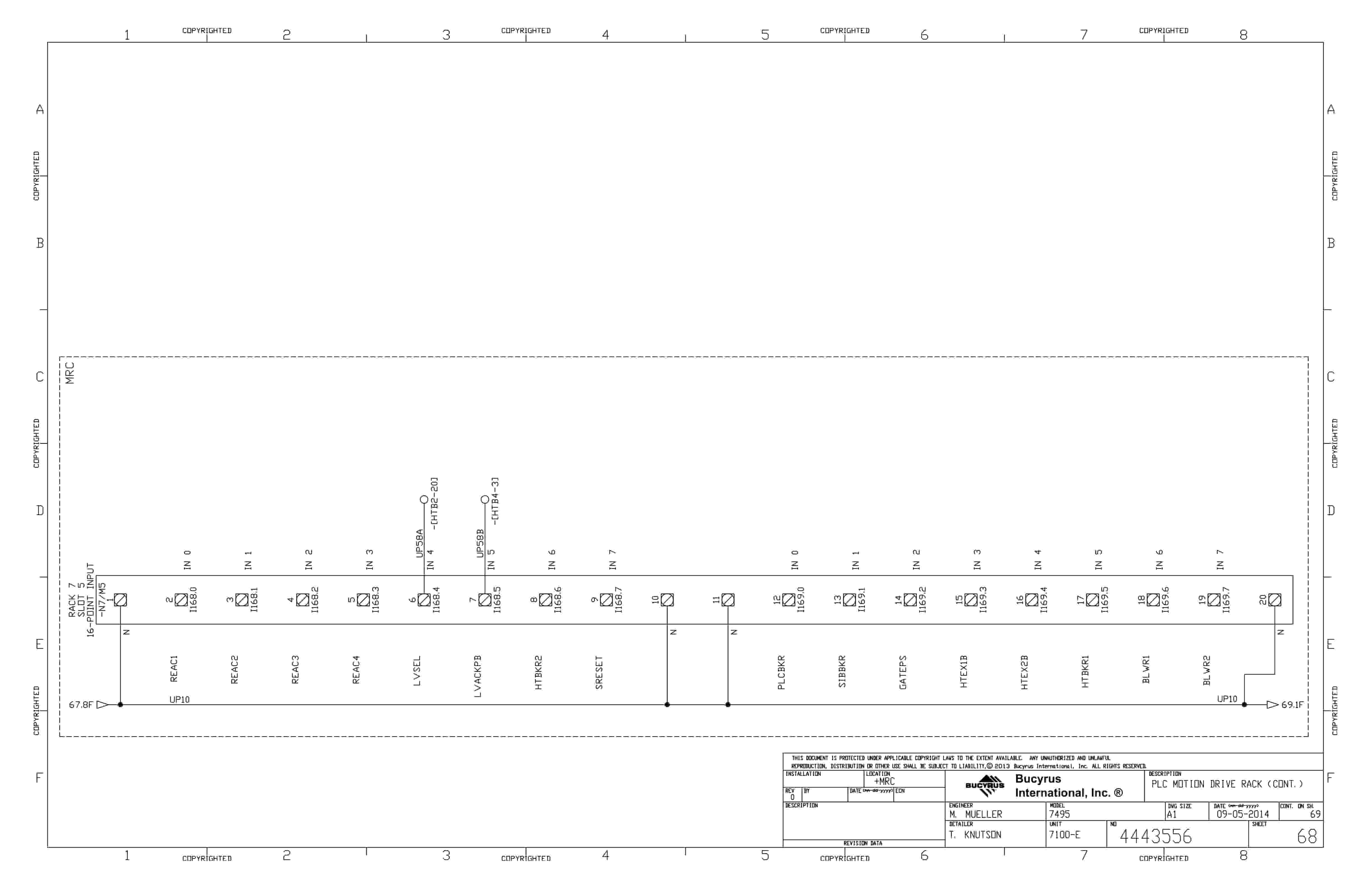 Bucyrus Minera-Penasquito Shovel Type 7495 Electrical Schematic 4443556-3