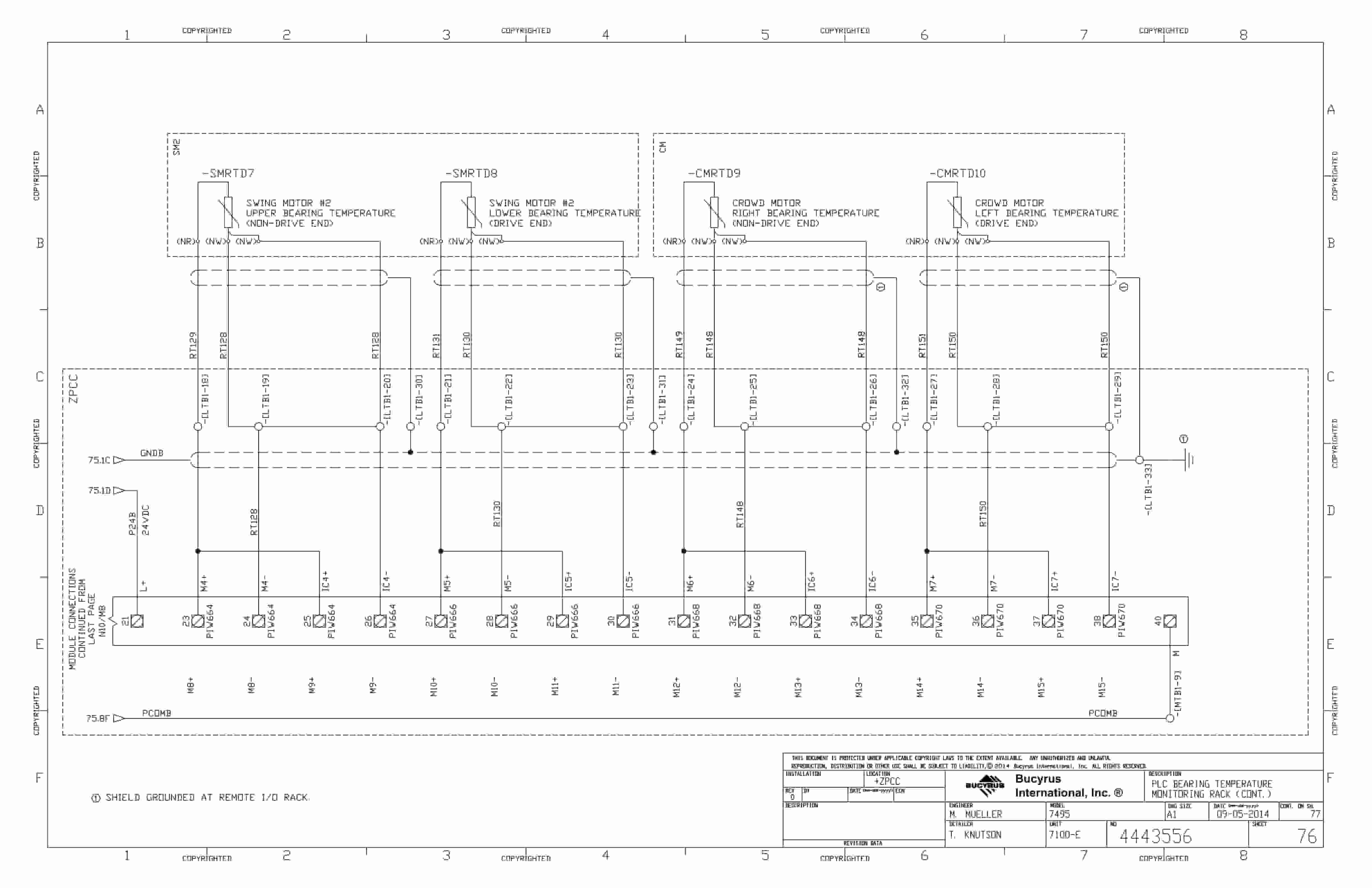 Bucyrus Minera-Penasquito Shovel Type 7495 Electrical Schematic 4443556-4
