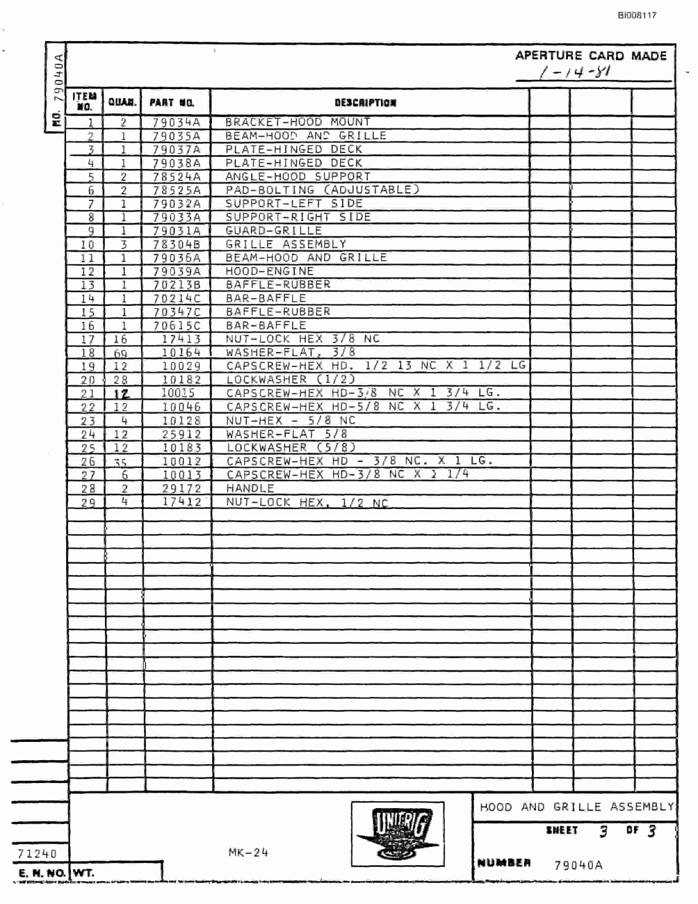 Bucyrus MK-24 Assembly Parts Catalog BI008117-4