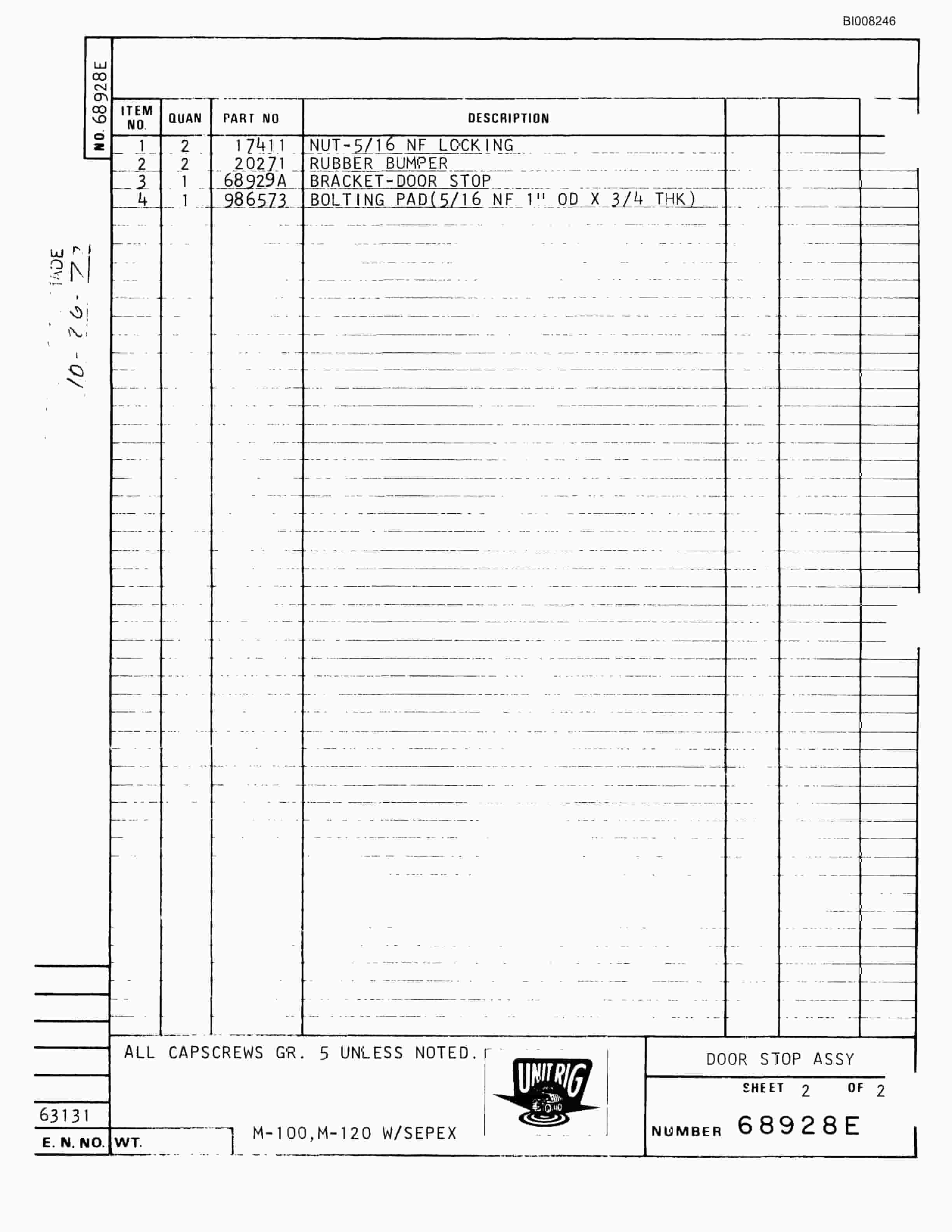 Bucyrus MK-30 Parts Catalog BI008246-2