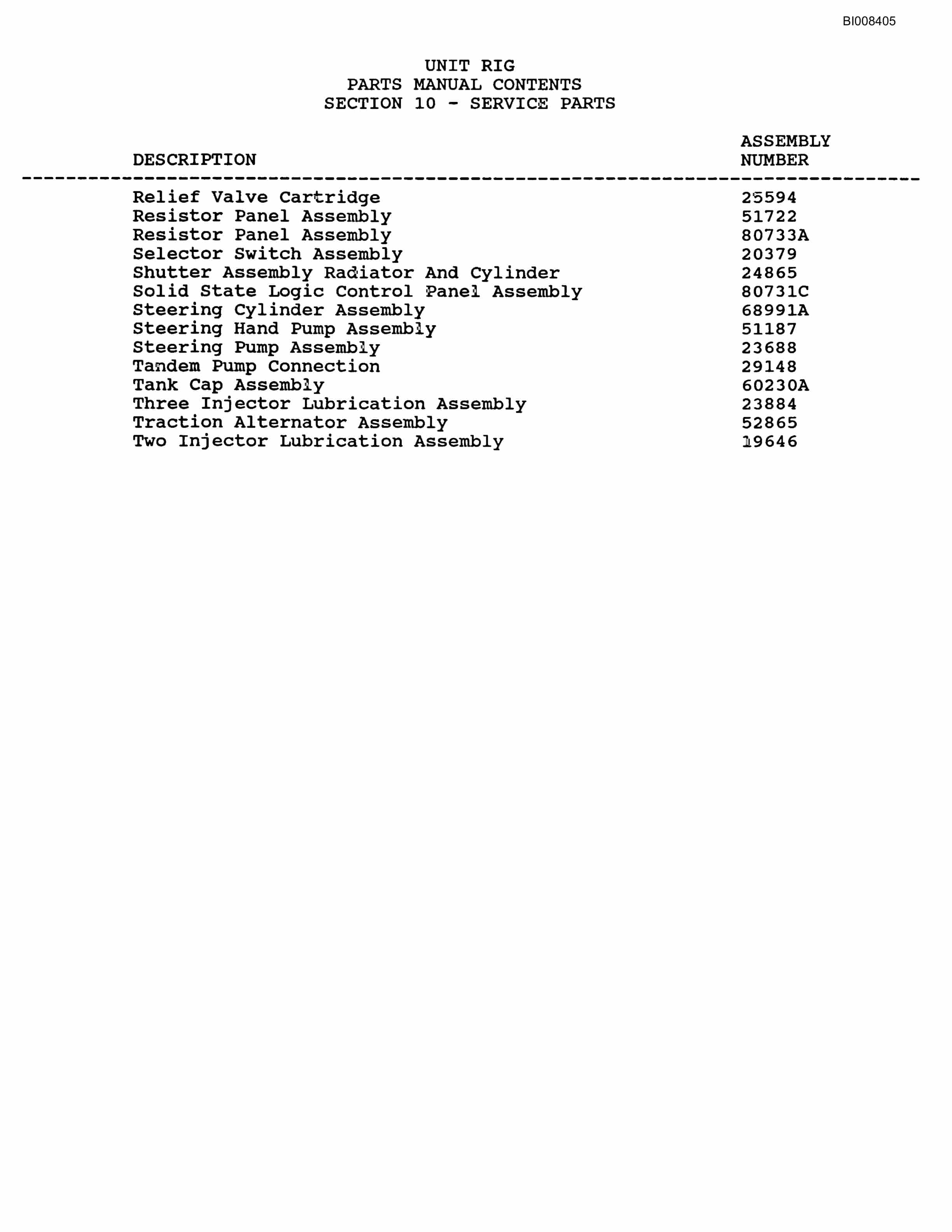 Bucyrus MK-30 Parts Catalog BI008405-3