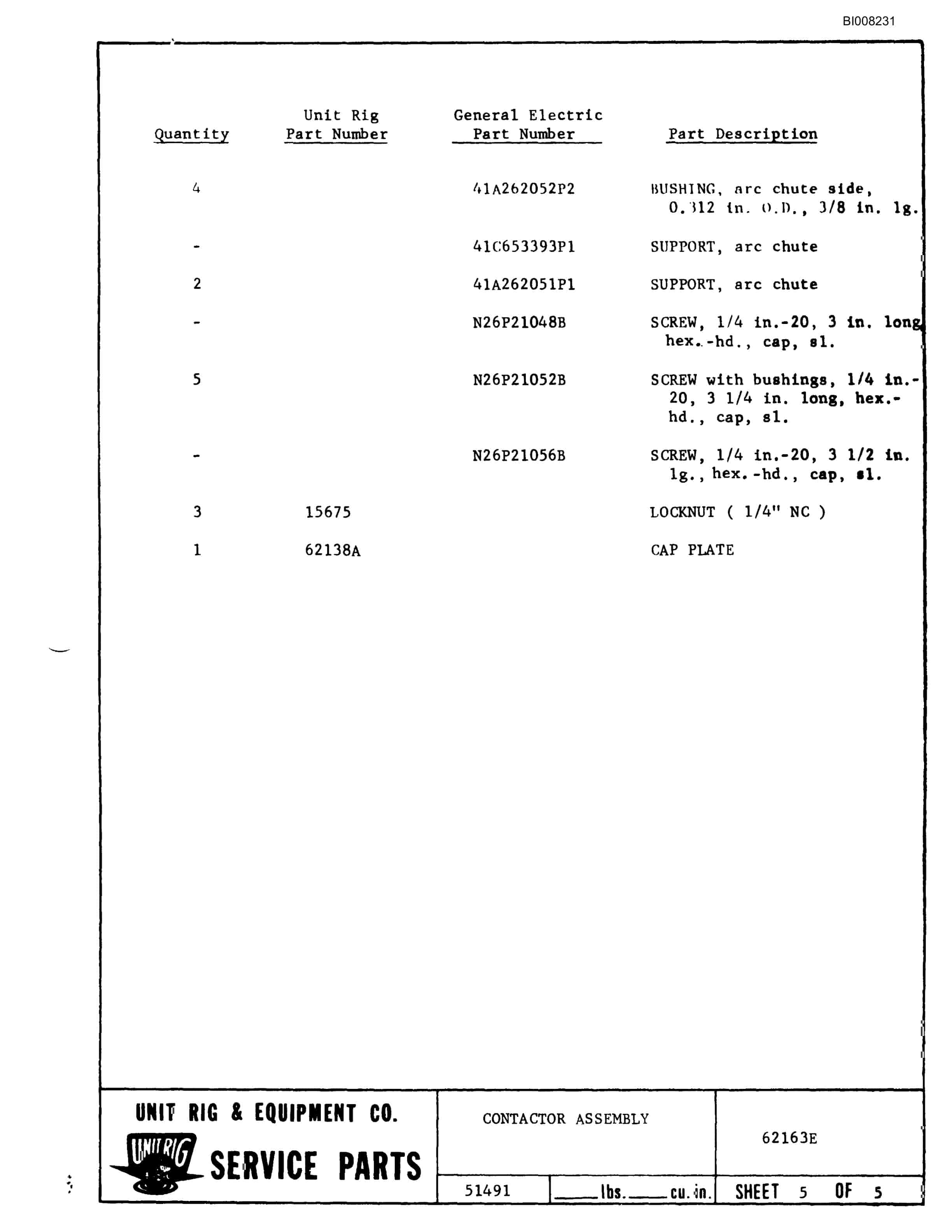 Bucyrus MK-33 Assembly Parts Catalog BI008231-5