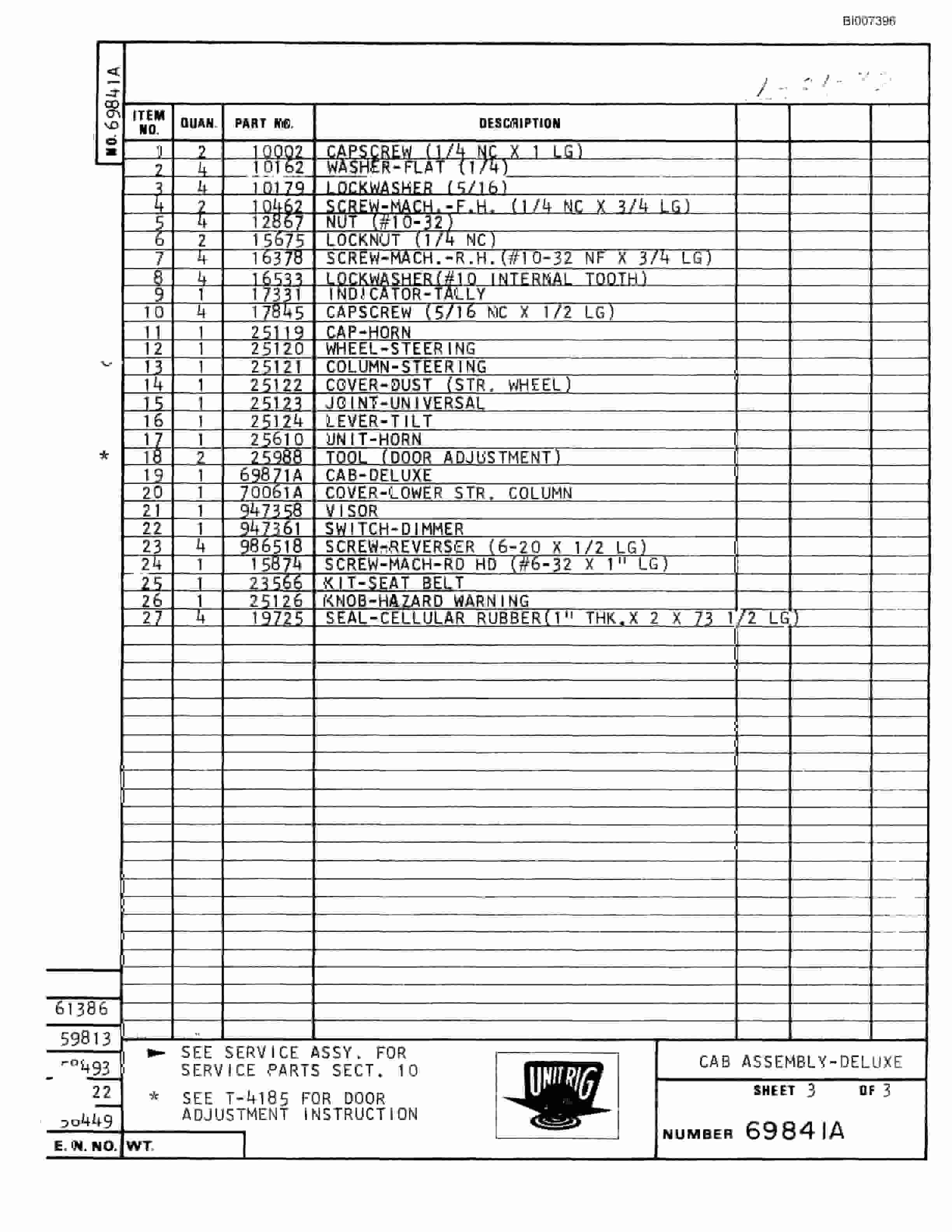 Bucyrus MK-36 Assembly Parts Catalog BI007396-2