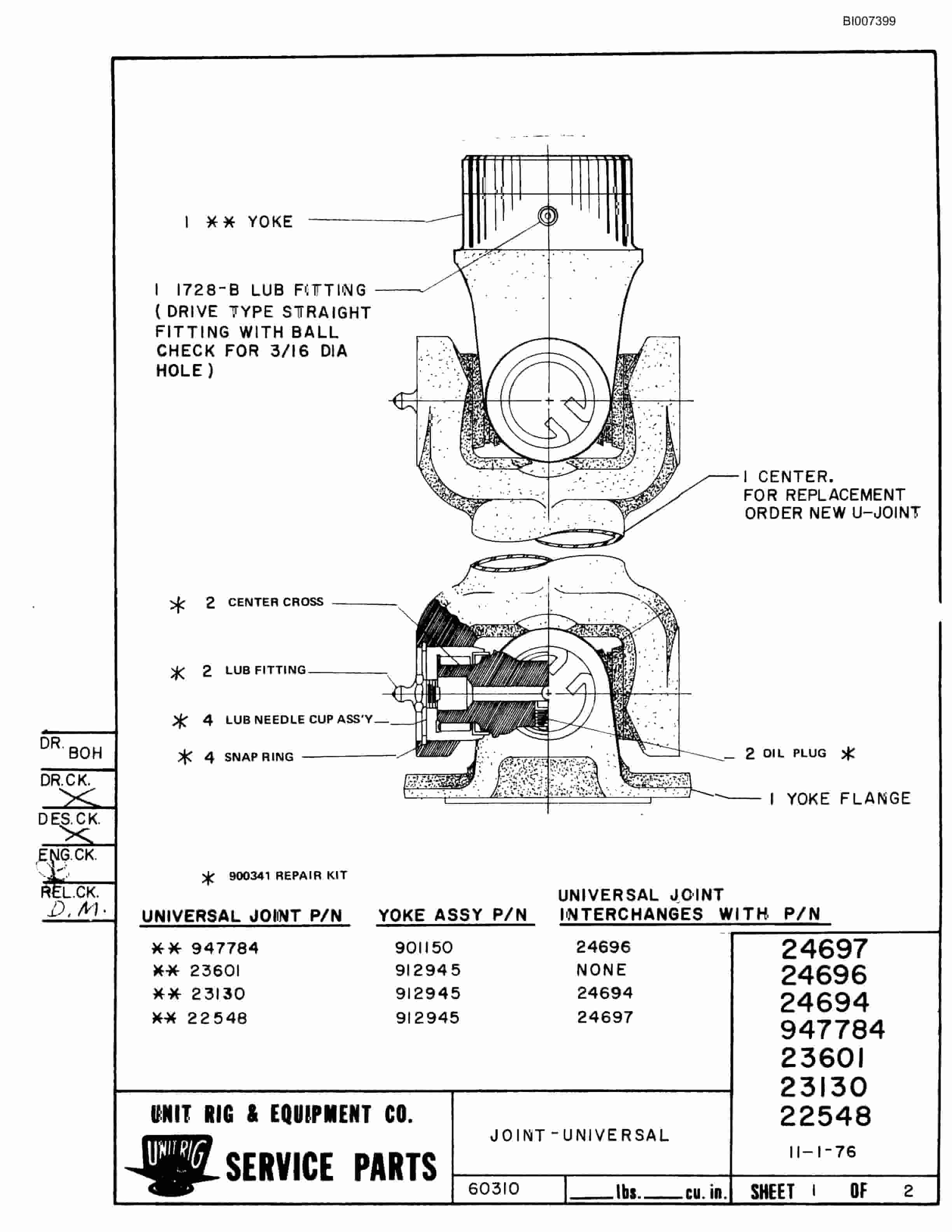 Bucyrus MK-36 Assembly Parts Catalog BI007399-3