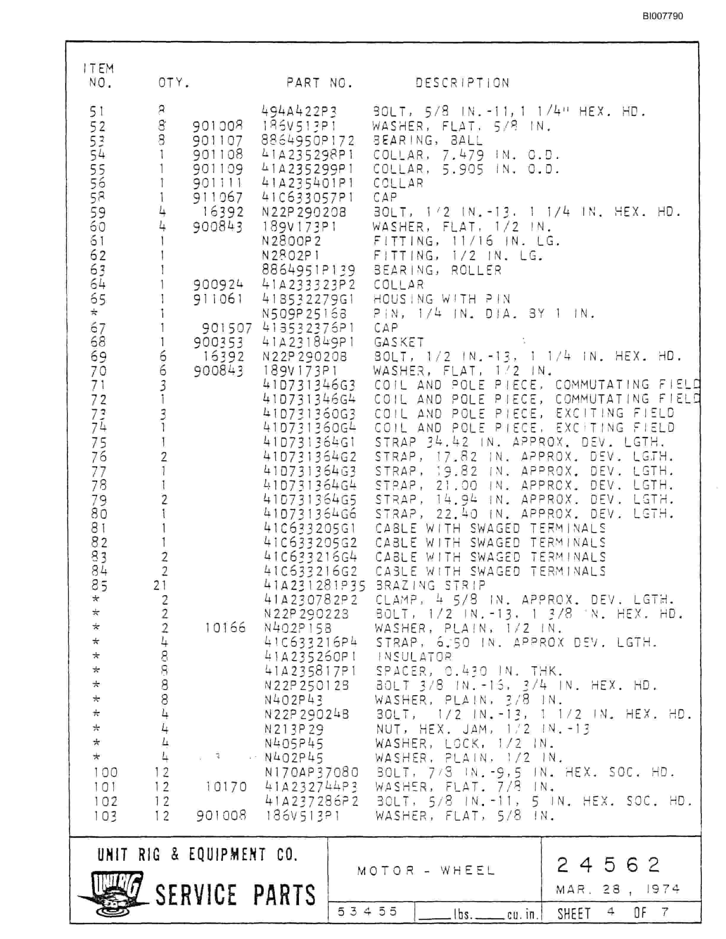 Bucyrus MK-36 Assembly Parts Catalog BI007790-4