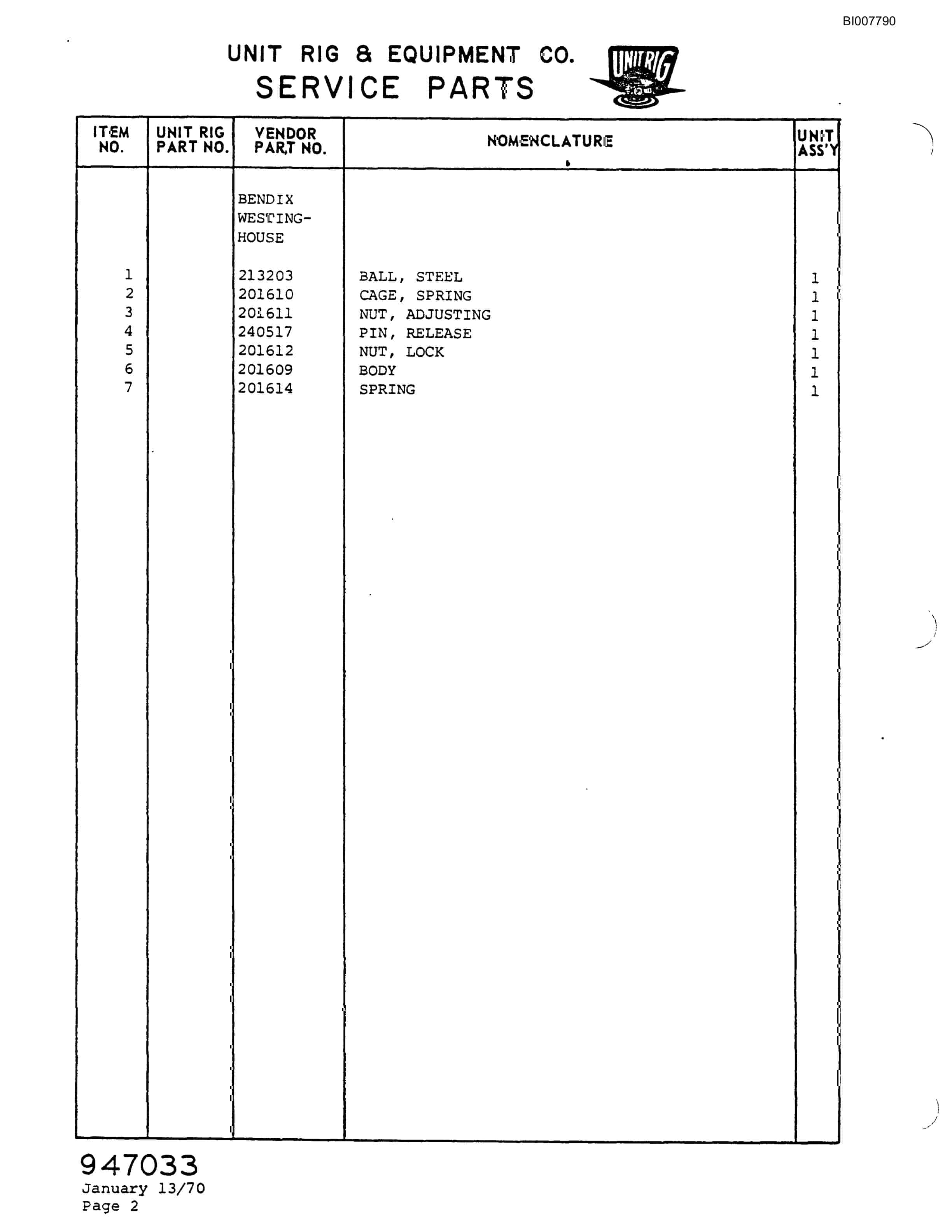 Bucyrus MK-36 Assembly Parts Catalog BI007790-5