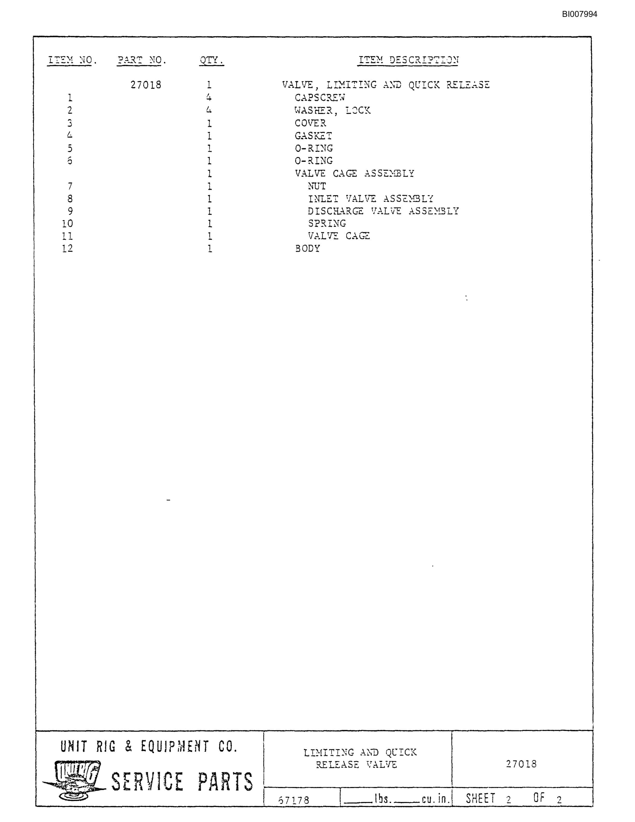 Bucyrus MK-36 Assembly Parts Catalog BI007994-3