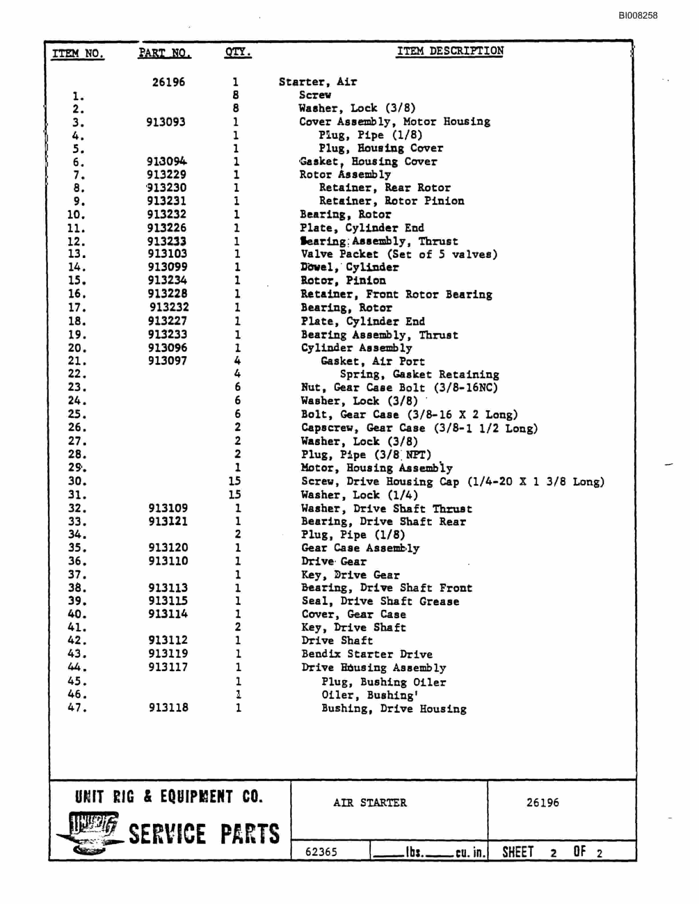 Bucyrus MK-36 Assembly Parts Catalog BI008258-5