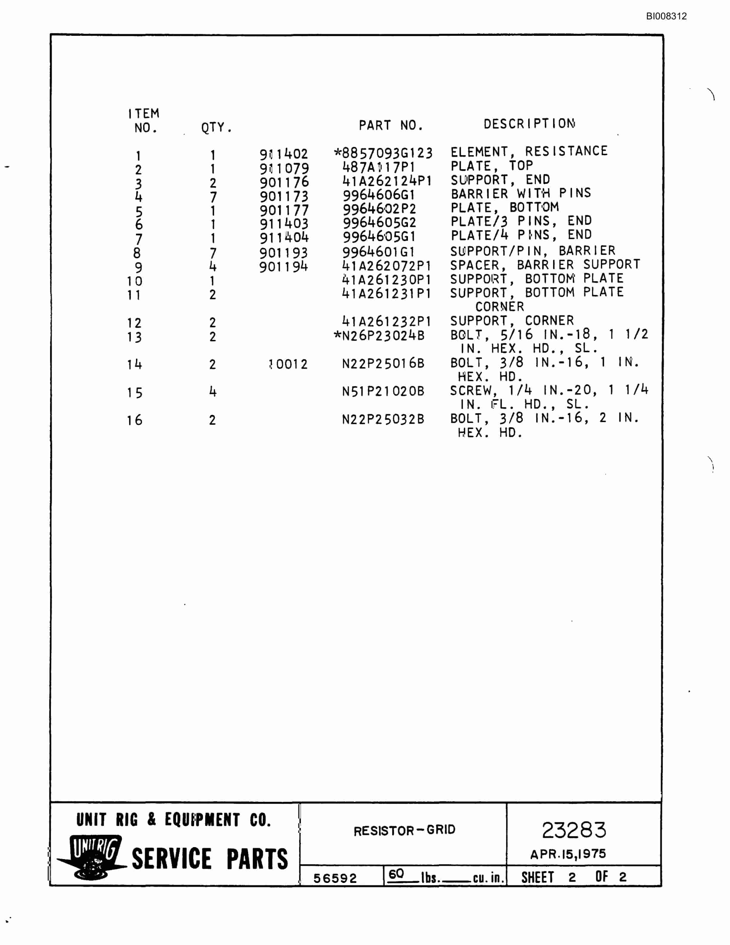 Bucyrus MK-36 Assembly Parts Catalog BI008312-3