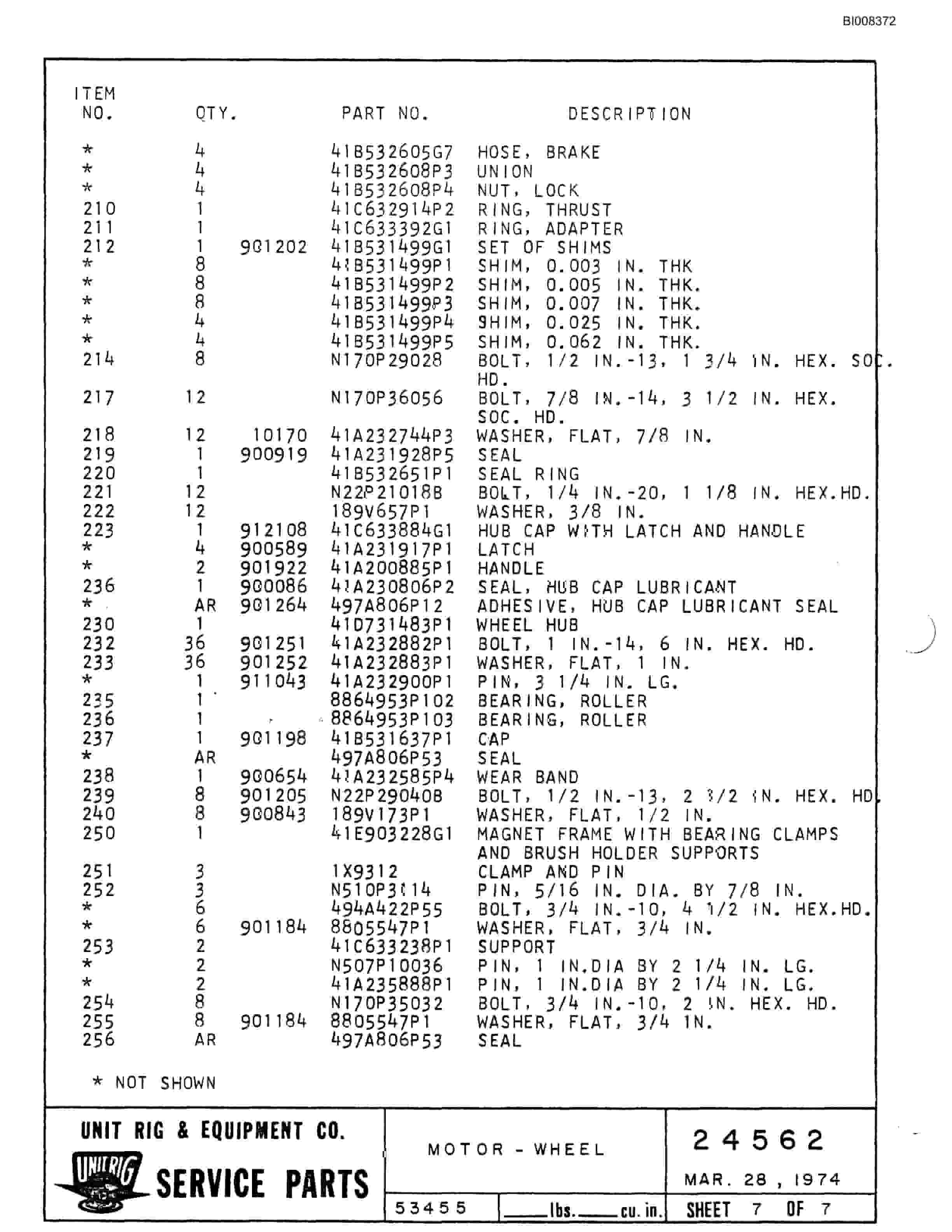 Bucyrus MK-36 Assembly Parts Catalog BI008372-5