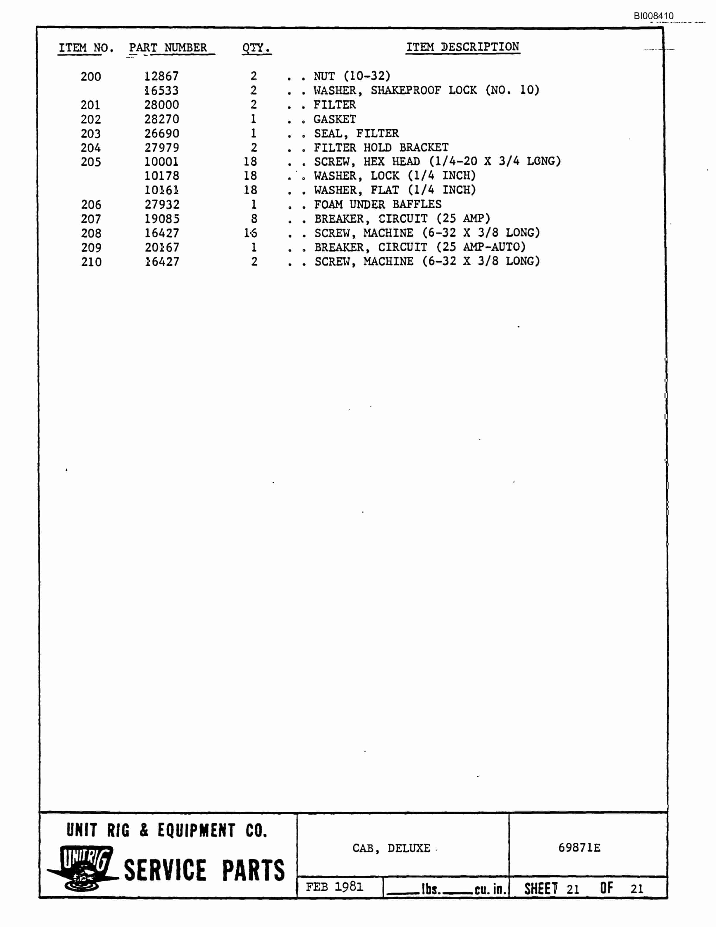 Bucyrus MK-36 Assembly Parts Catalog BI008410-4