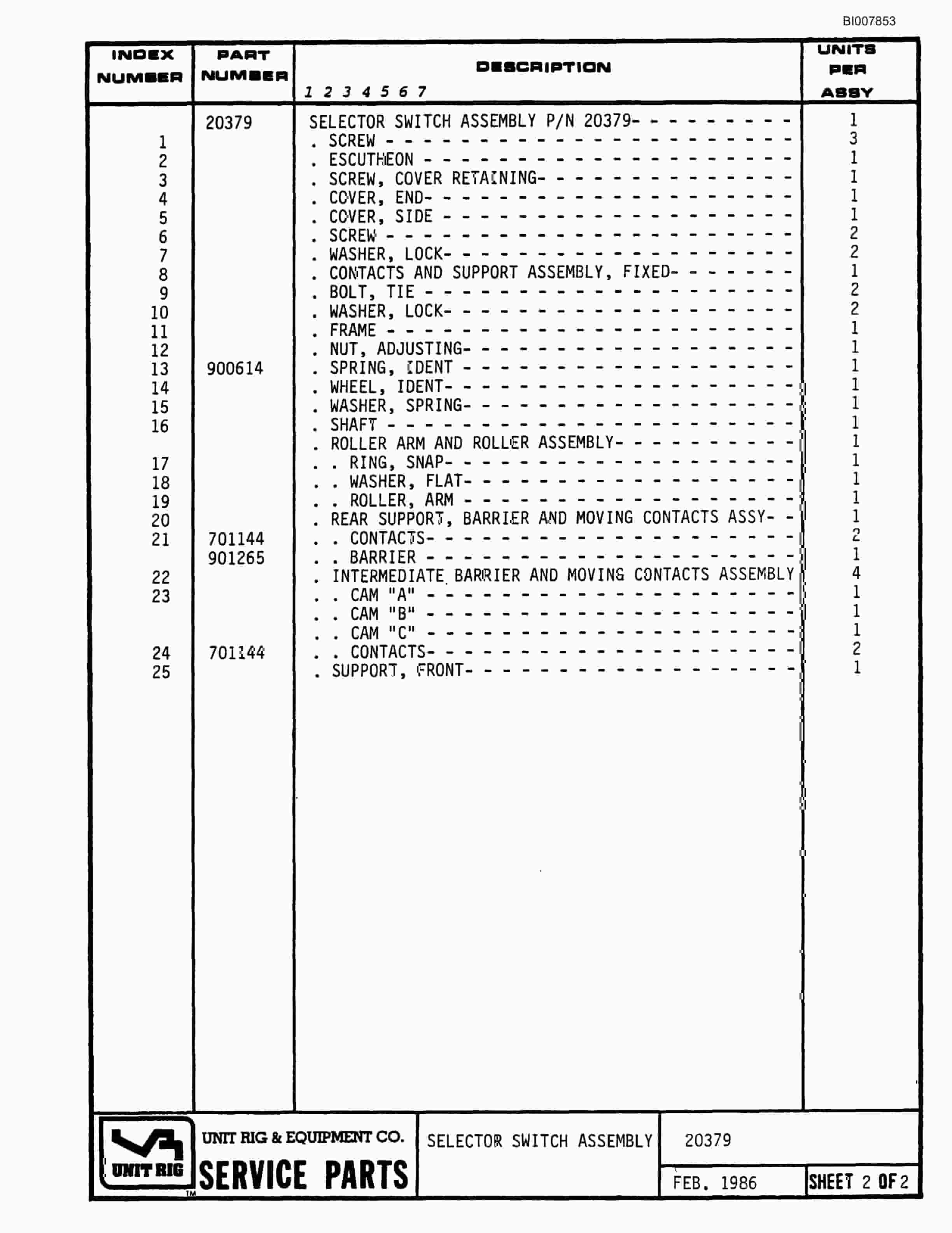Bucyrus MK-36 Parts Catalog BI007853-3
