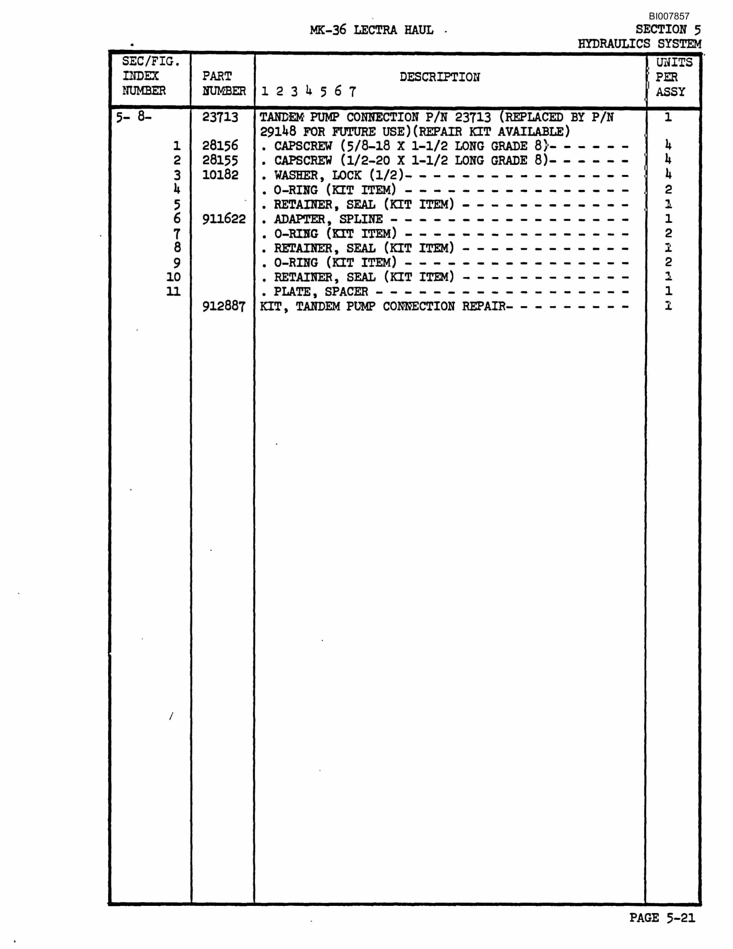 Bucyrus MK-36 Parts Catalog BI007857-3
