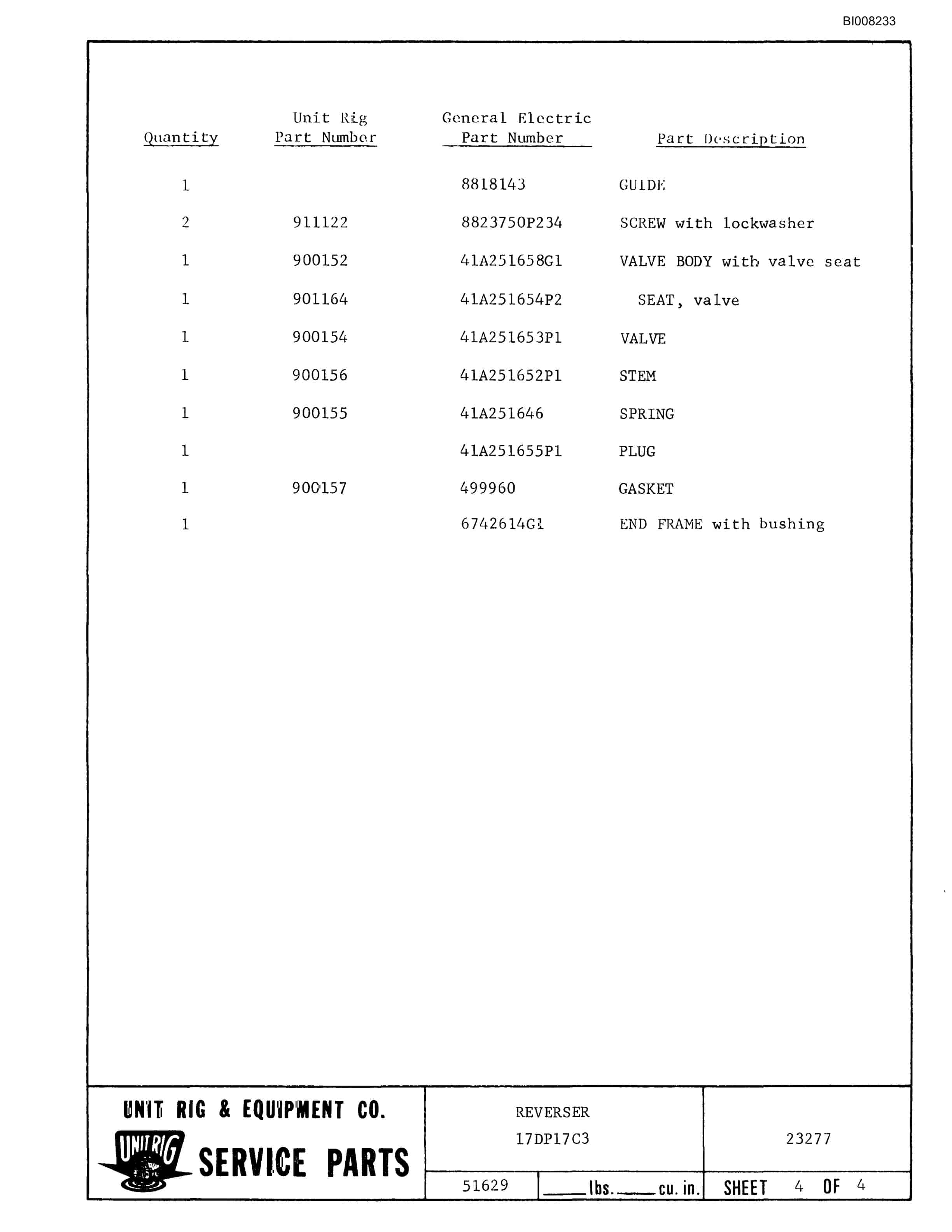 Bucyrus MK-36 Parts Catalog BI008233-4